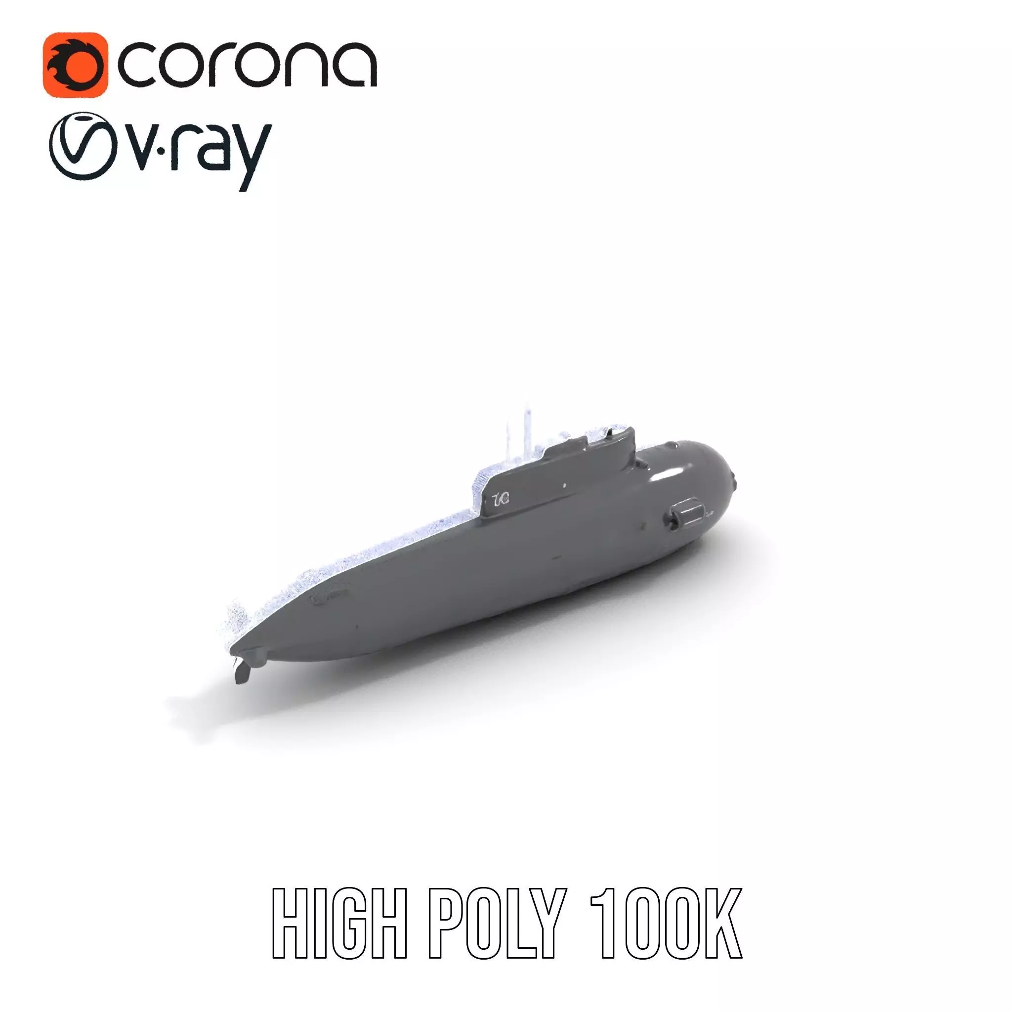 Sleek Submarine model pack Low-poly 3D model_32