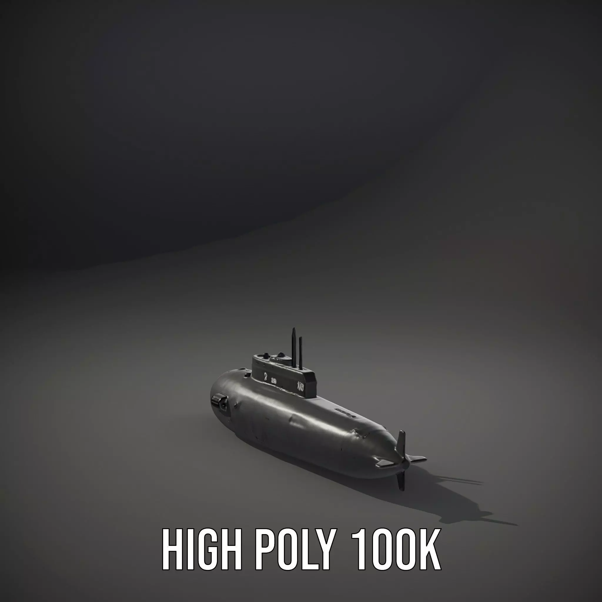 Sleek Submarine model pack Low-poly 3D model_10