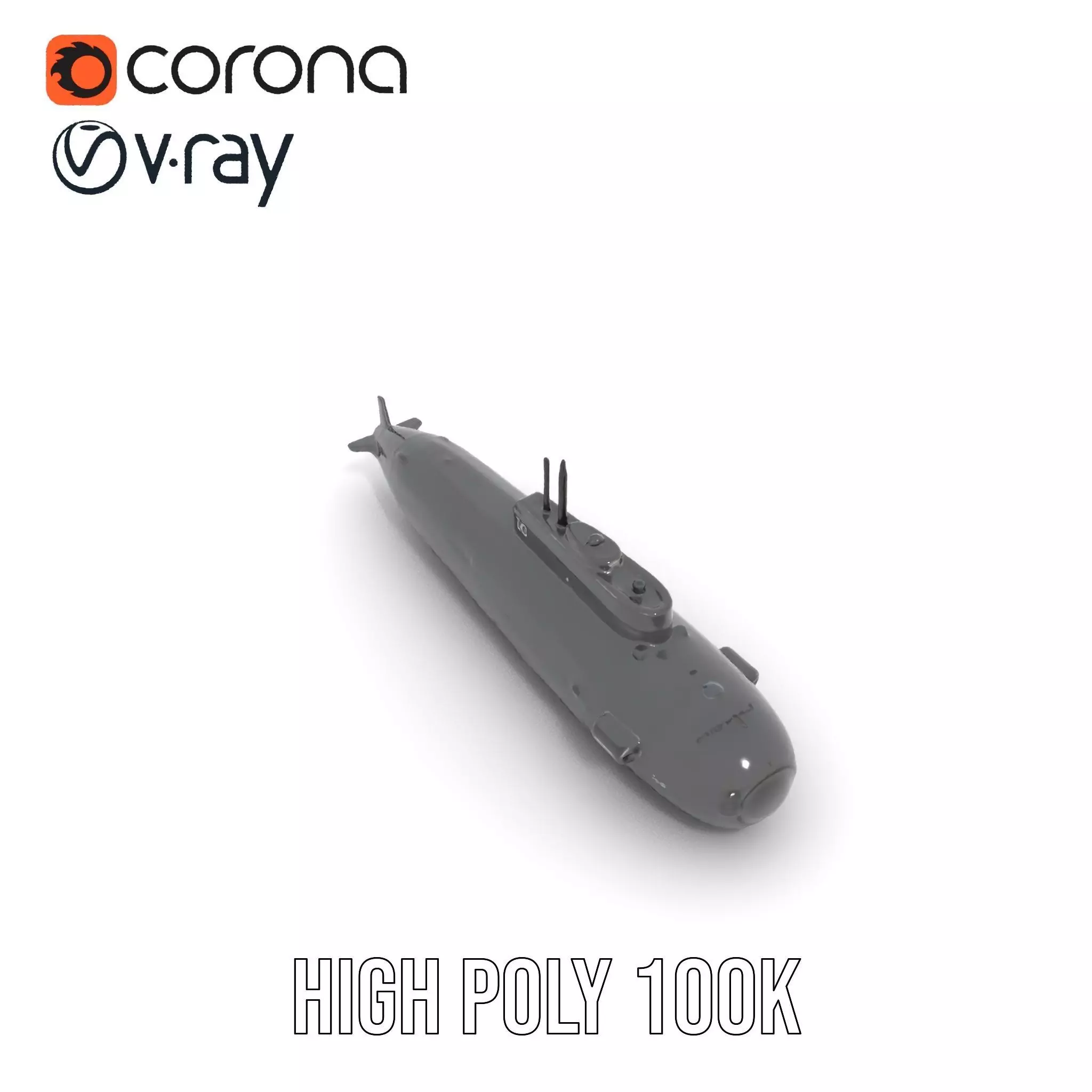 Sleek Submarine model pack Low-poly 3D model_17