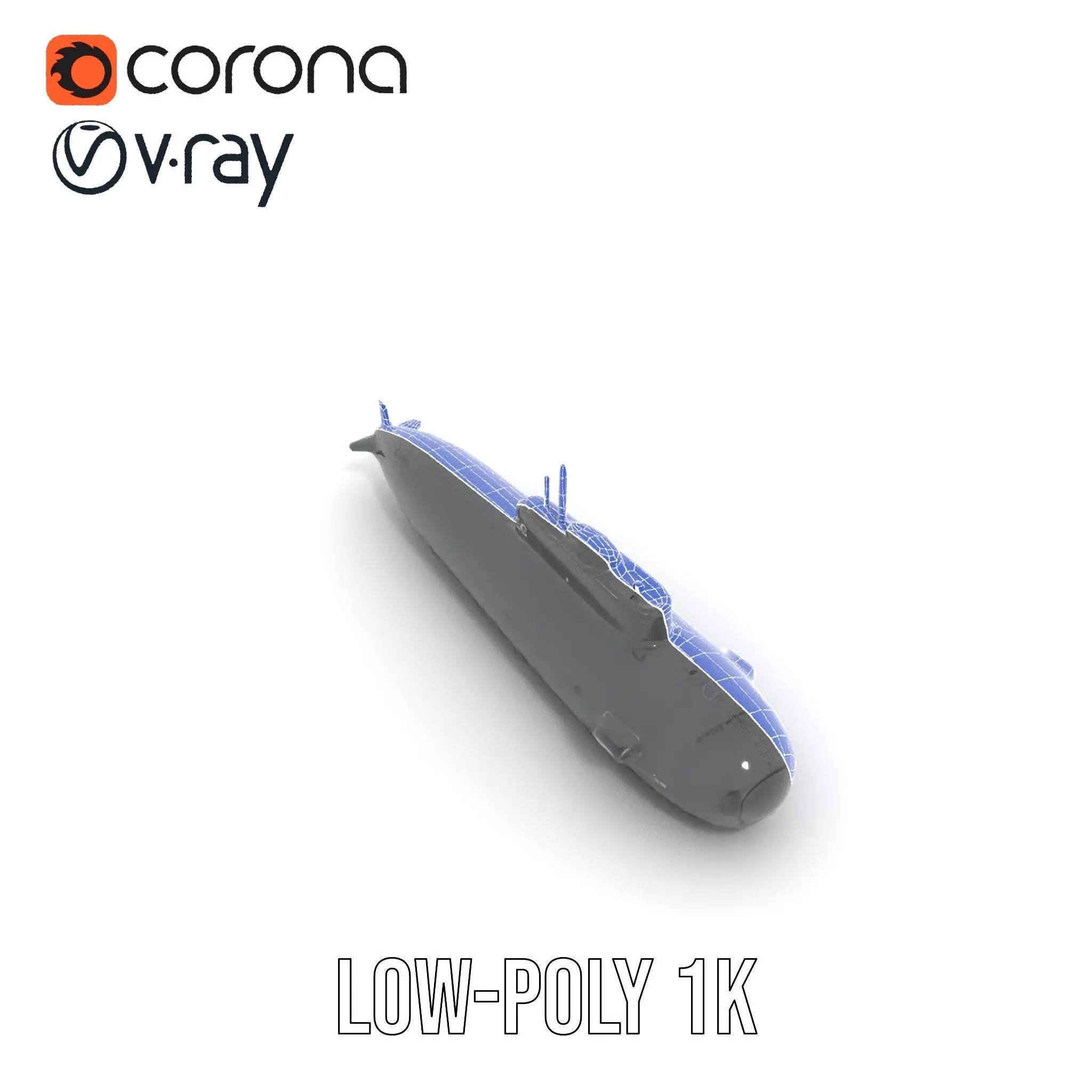 Sleek Submarine model pack Low-poly 3D model_22
