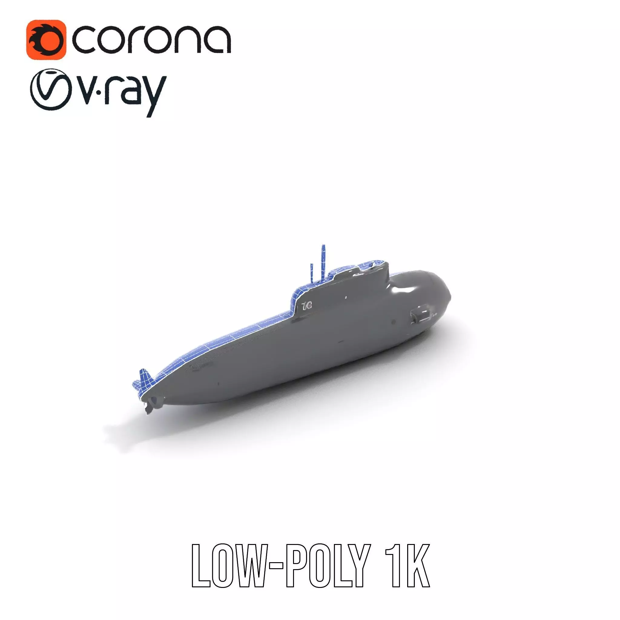Sleek Submarine model pack Low-poly 3D model_25