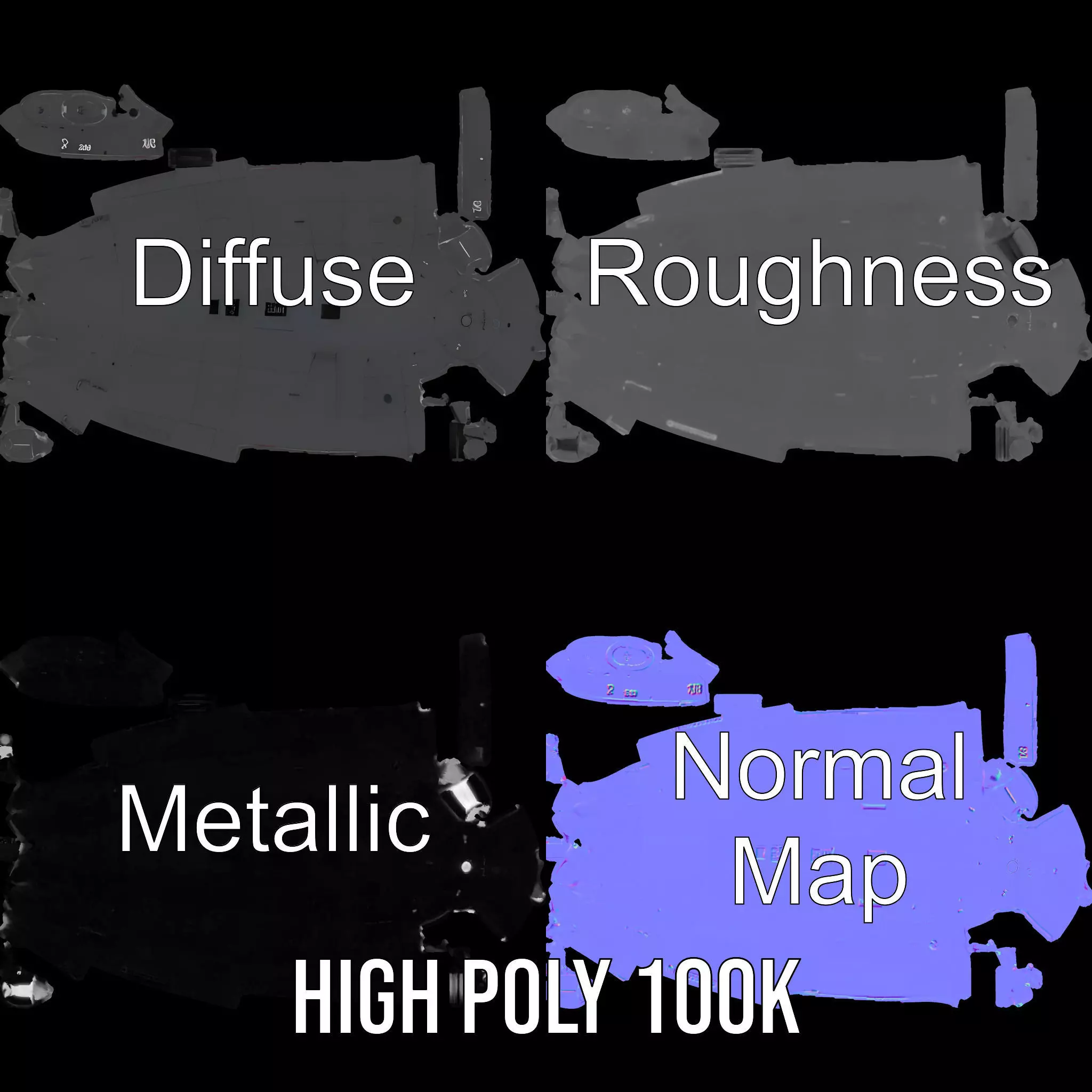 Sleek Submarine model pack Low-poly 3D model_3