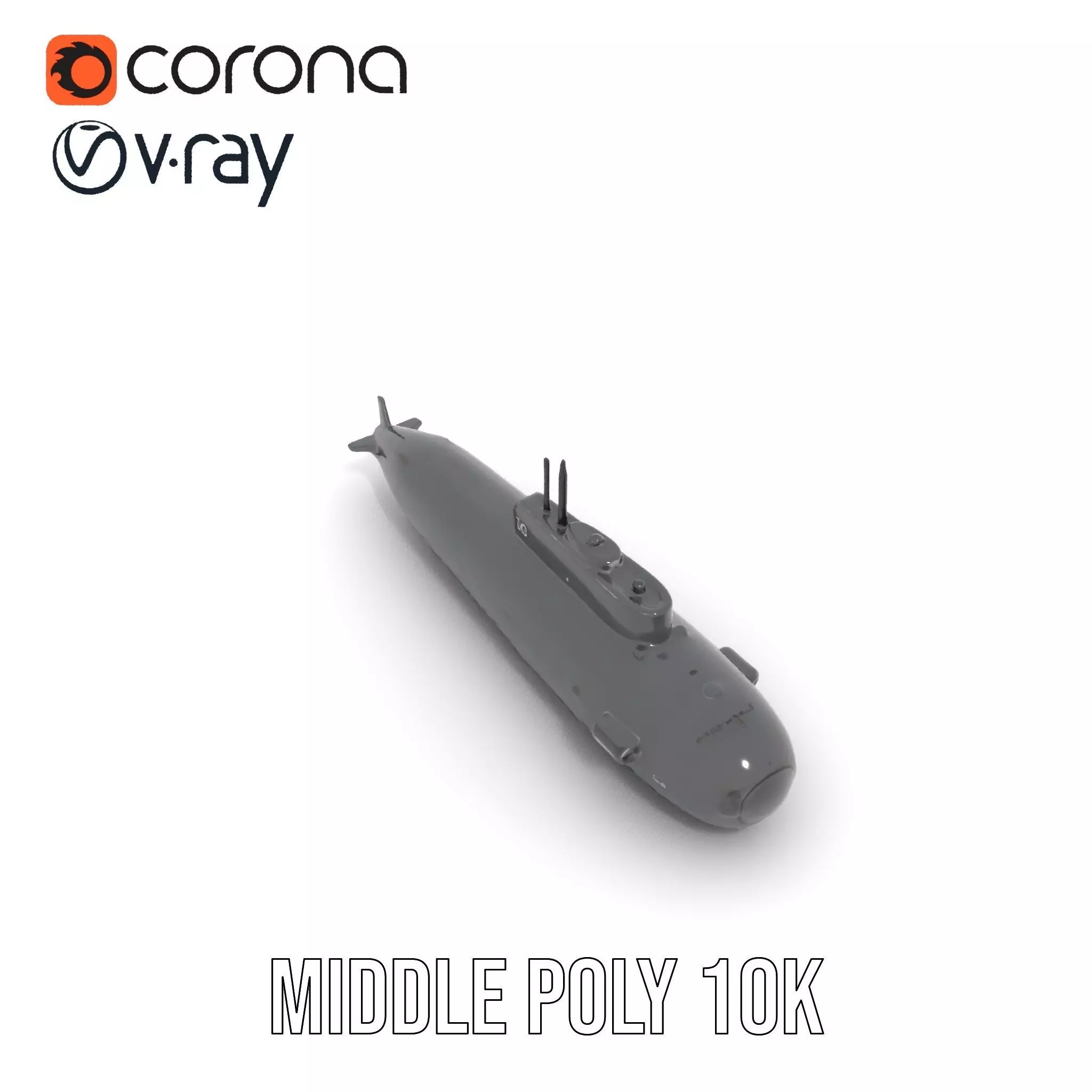 Sleek Submarine model pack Low-poly 3D model_11
