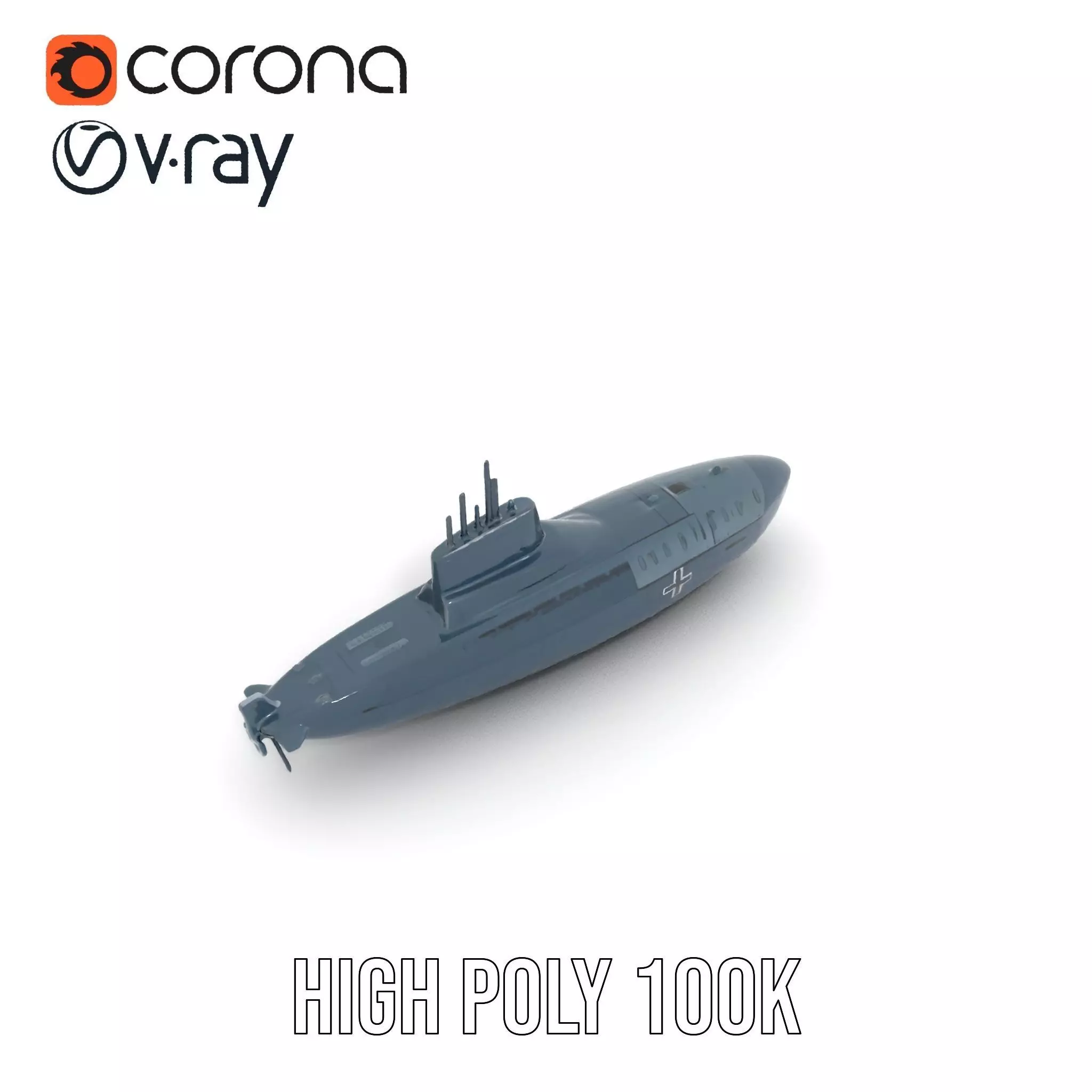 German Submarine Tactical model pack Low-poly 3D model_21