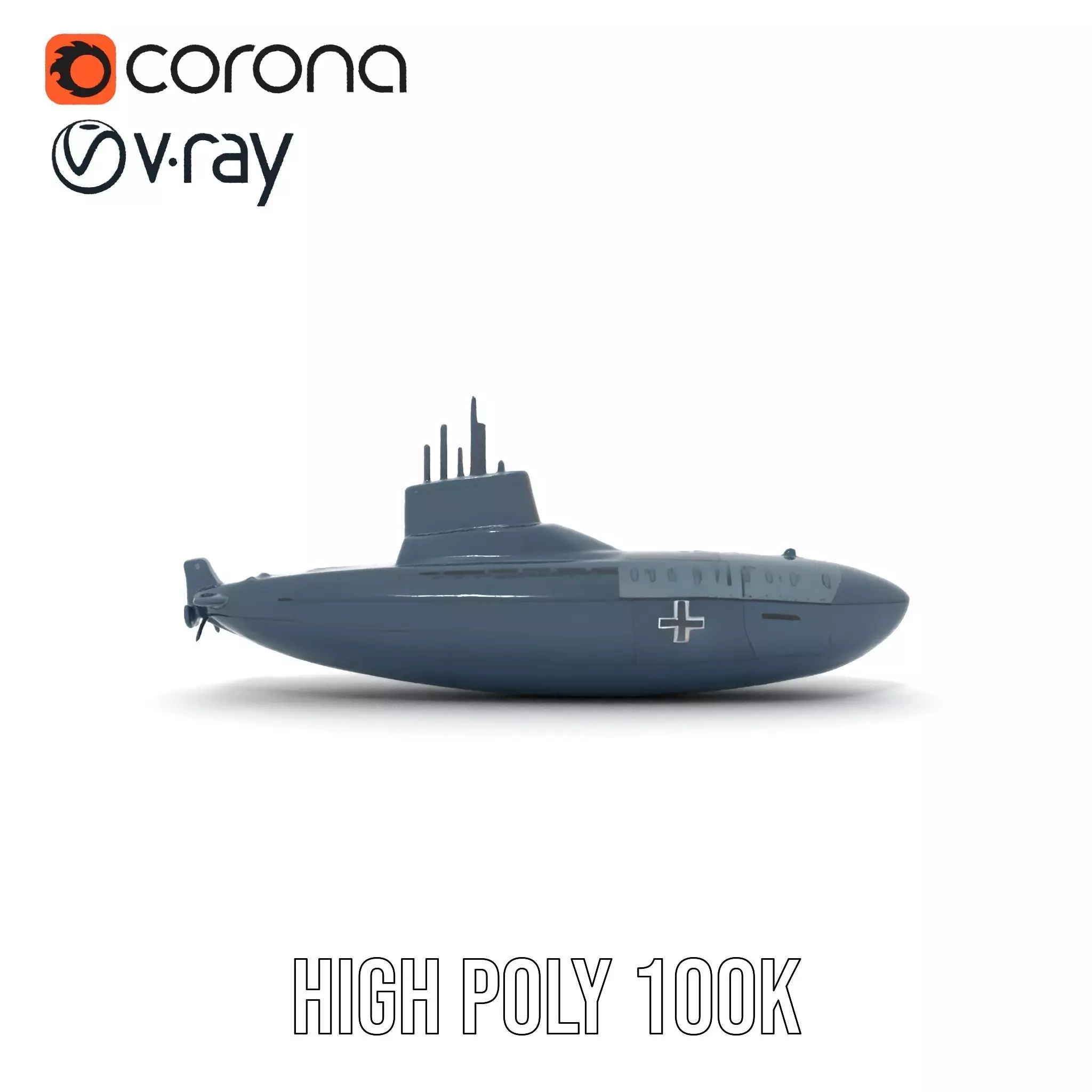 German Submarine Tactical model pack Low-poly 3D model_15