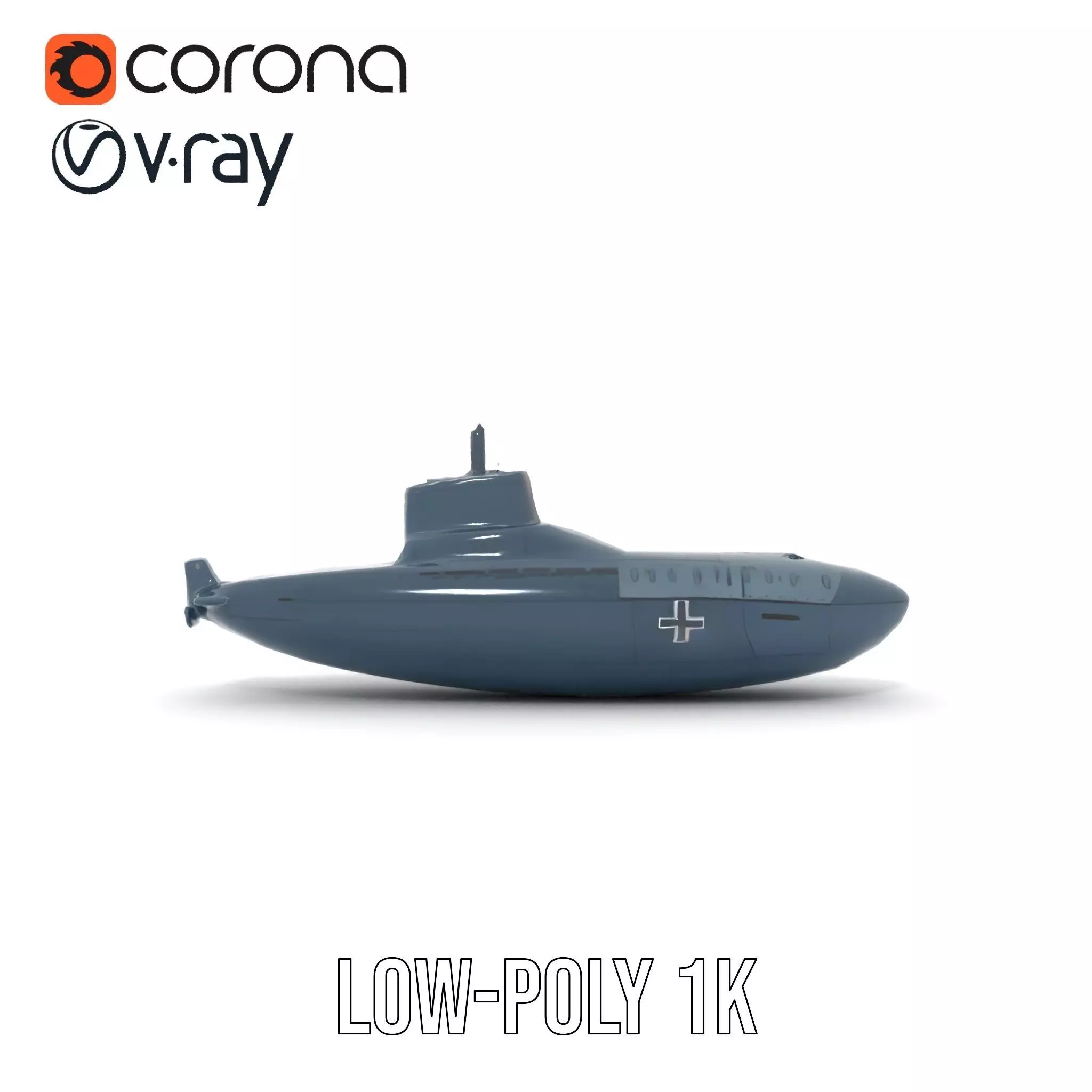 German Submarine Tactical model pack Low-poly 3D model_7