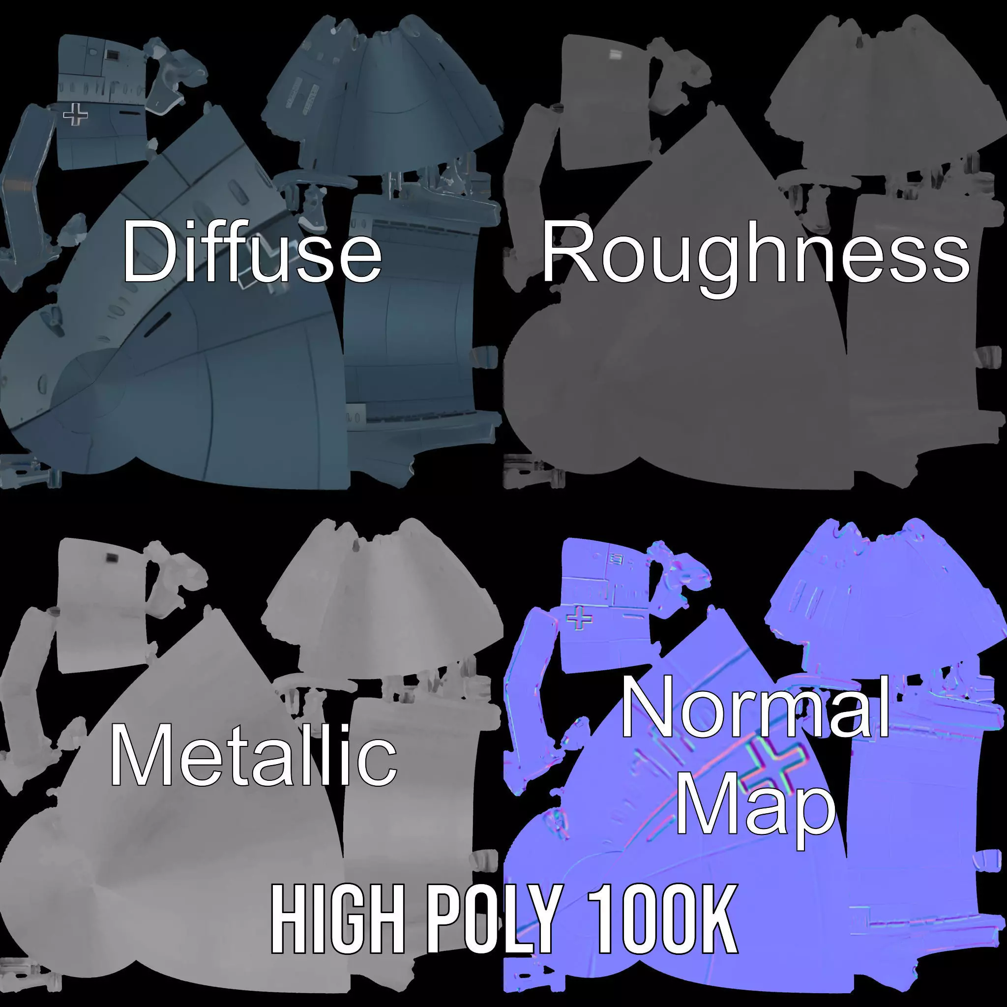 German Submarine Tactical model pack Low-poly 3D model_3