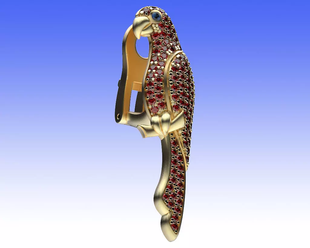 Earrings Parrot 3D print model_3