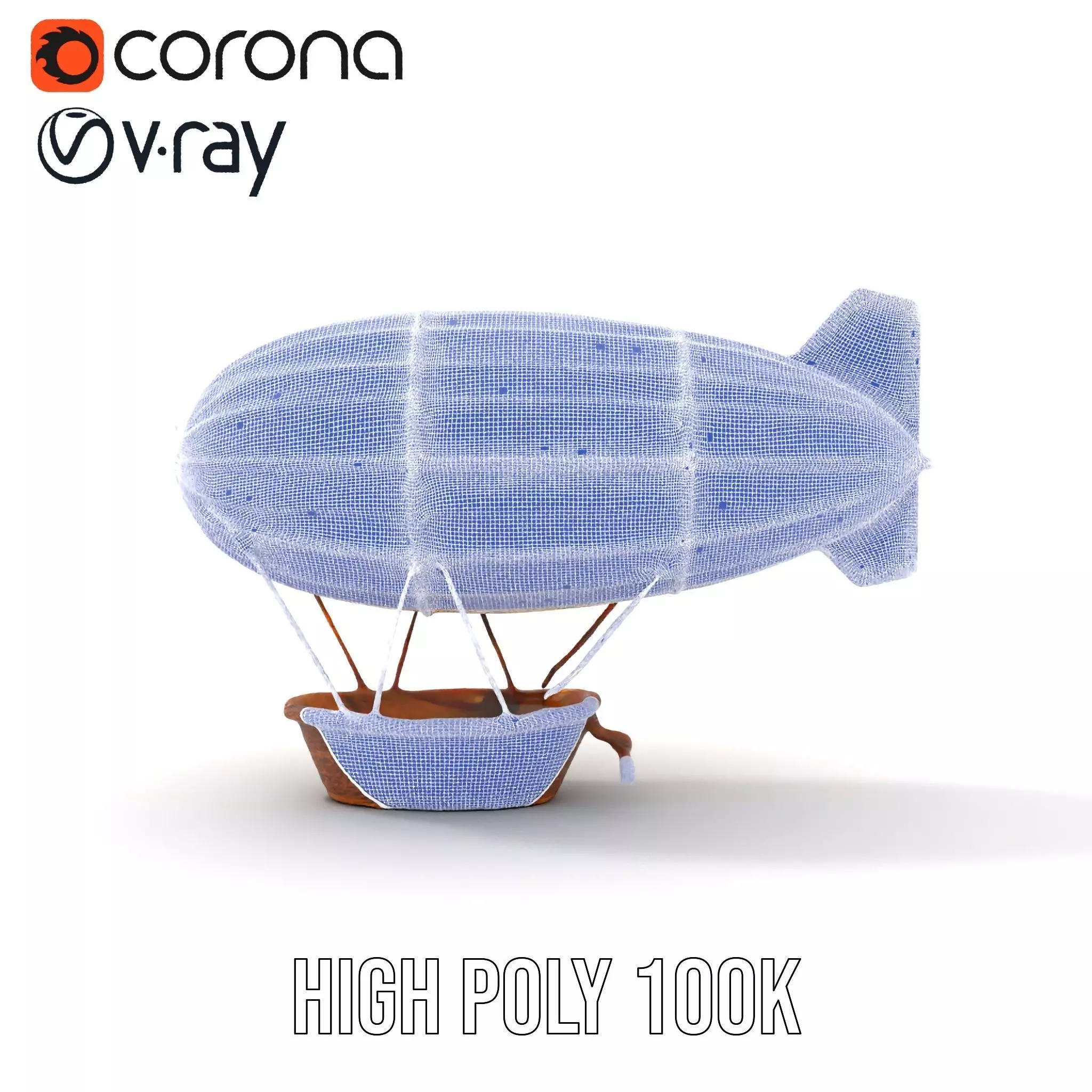 Vintage Zeppelin Balloon model pack Low-poly 3D model_34