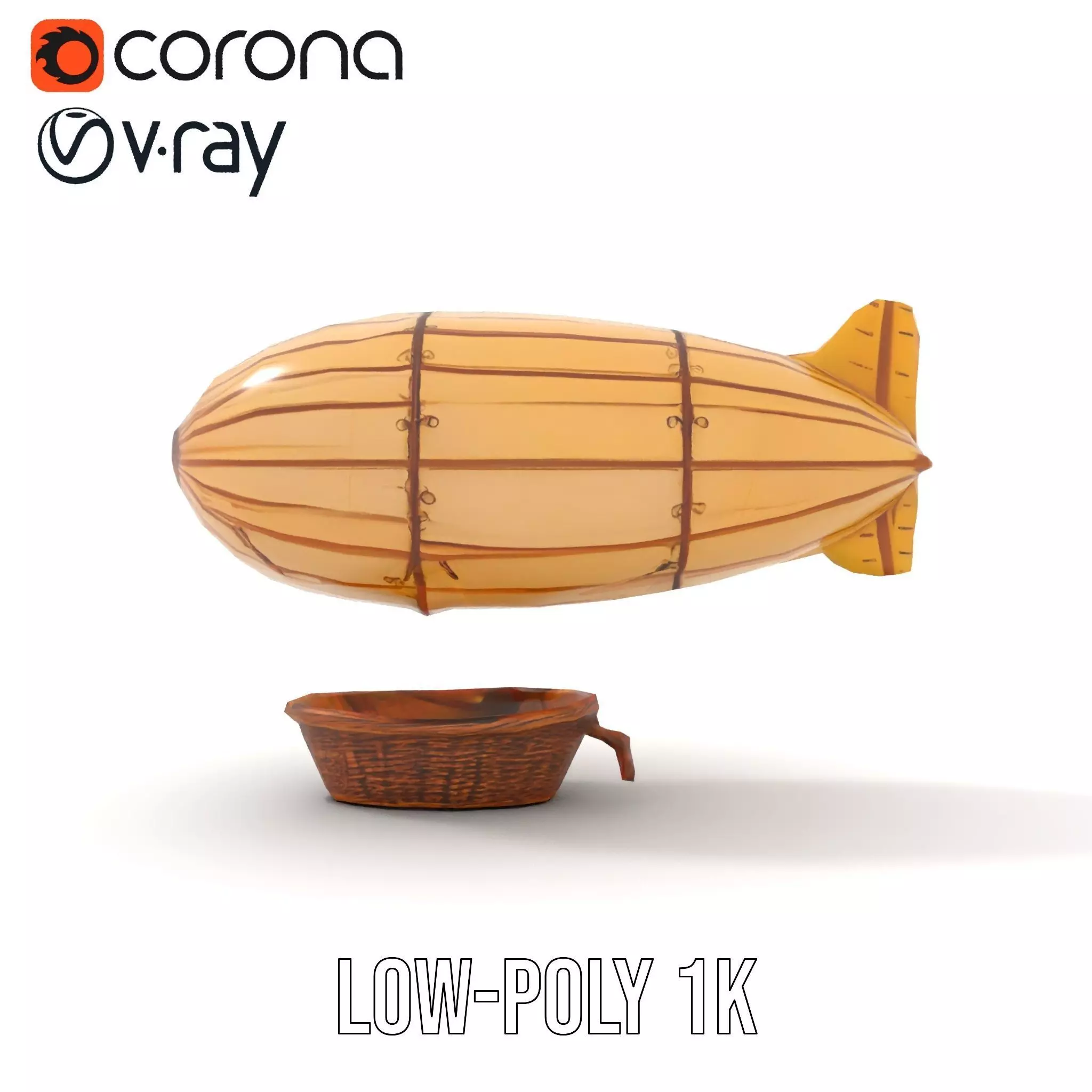 Vintage Zeppelin Balloon model pack Low-poly 3D model_12