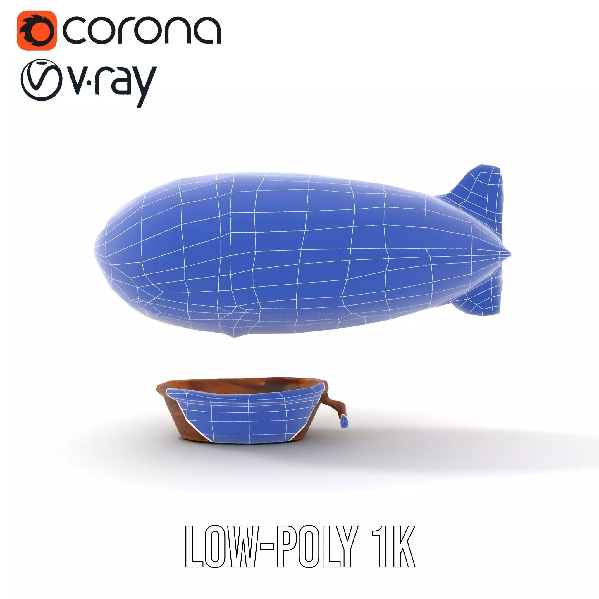 Vintage Zeppelin Balloon model pack Low-poly 3D model_27