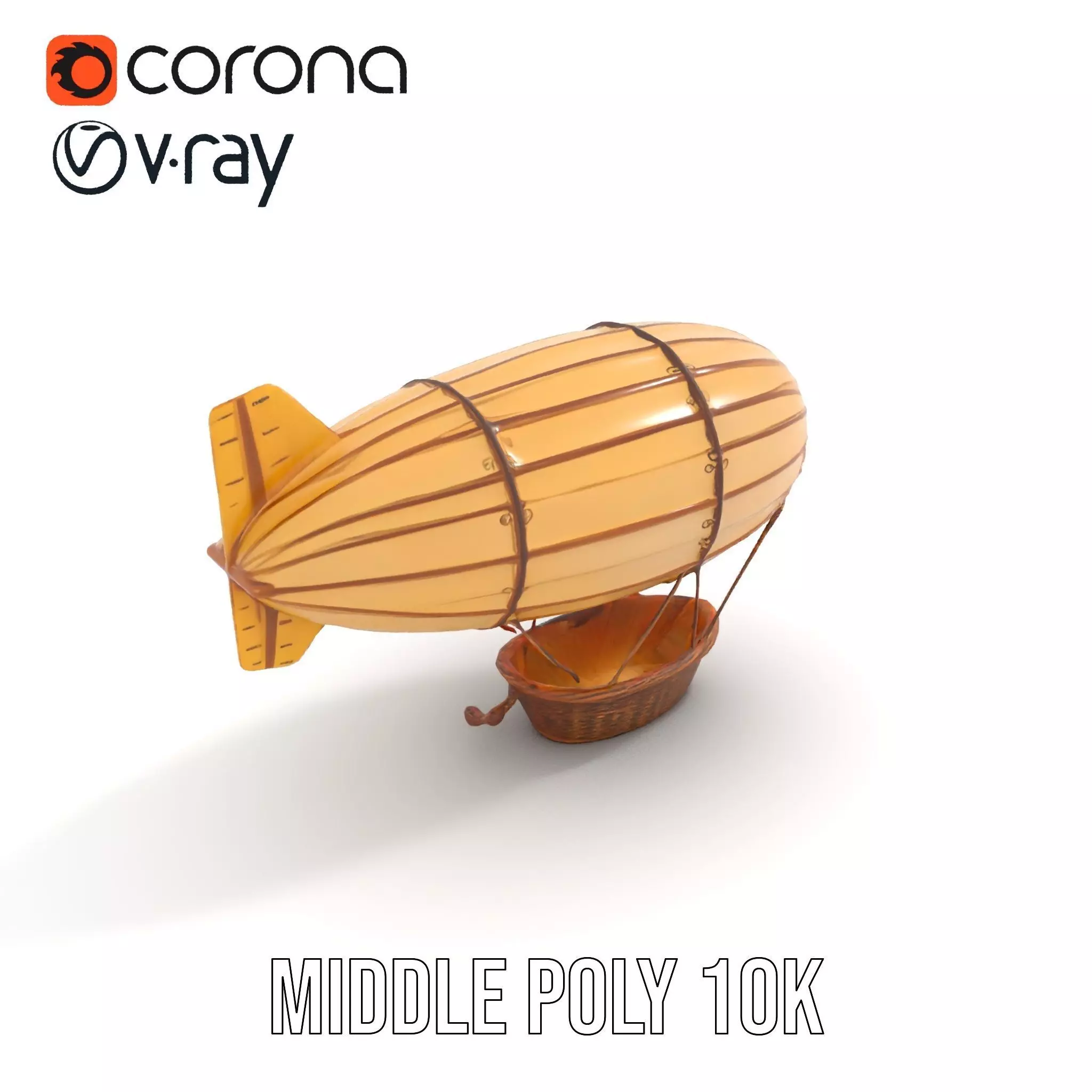 Vintage Zeppelin Balloon model pack Low-poly 3D model_11