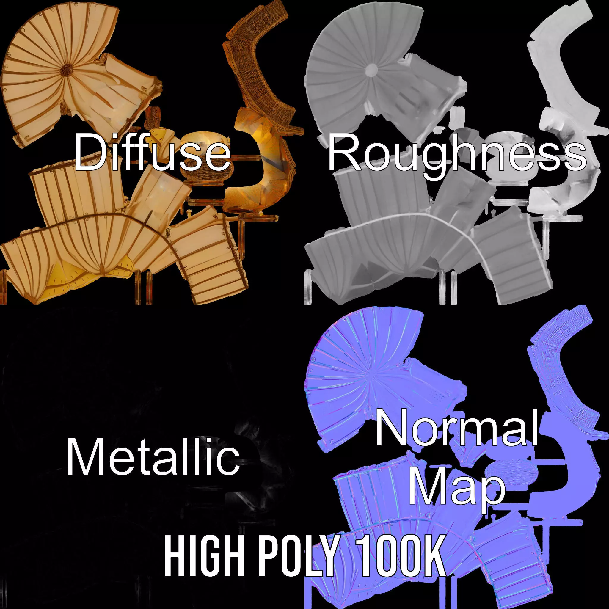 Vintage Zeppelin Balloon model pack Low-poly 3D model_3