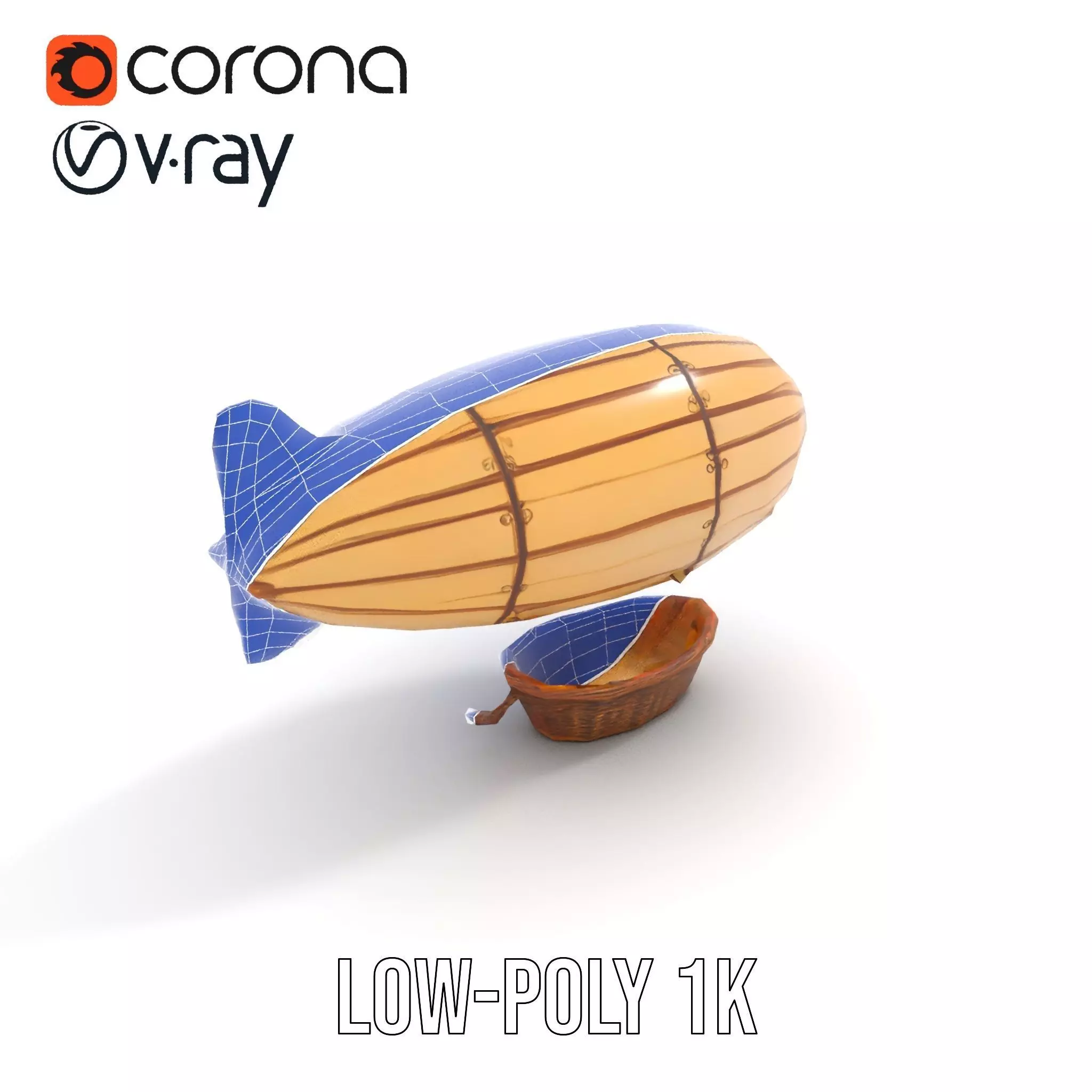 Vintage Zeppelin Balloon model pack Low-poly 3D model_14