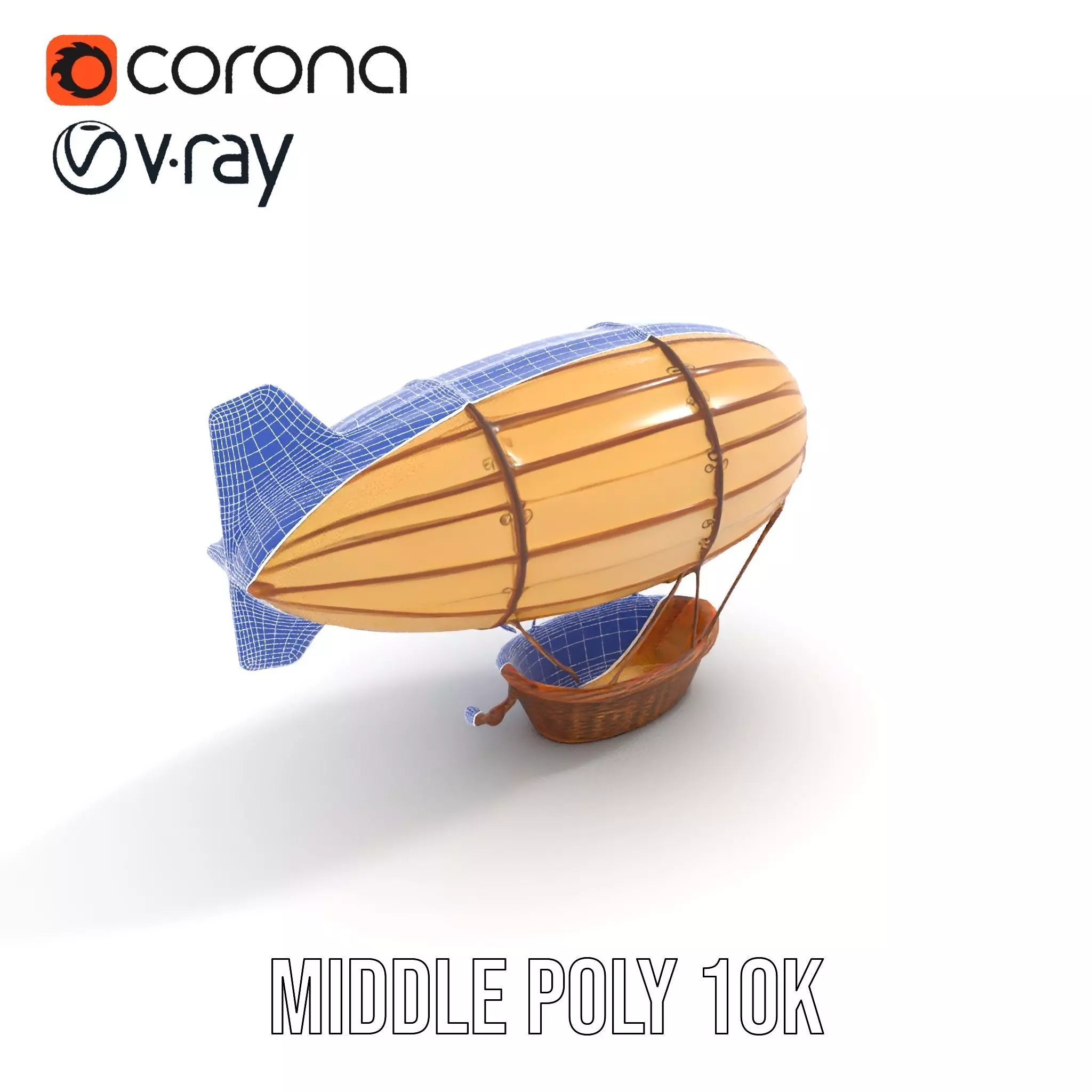 Vintage Zeppelin Balloon model pack Low-poly 3D model_13