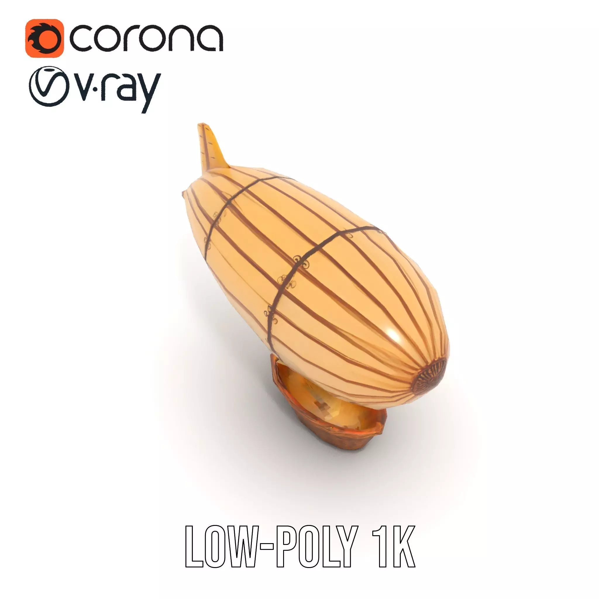 Vintage Zeppelin Balloon model pack Low-poly 3D model_7