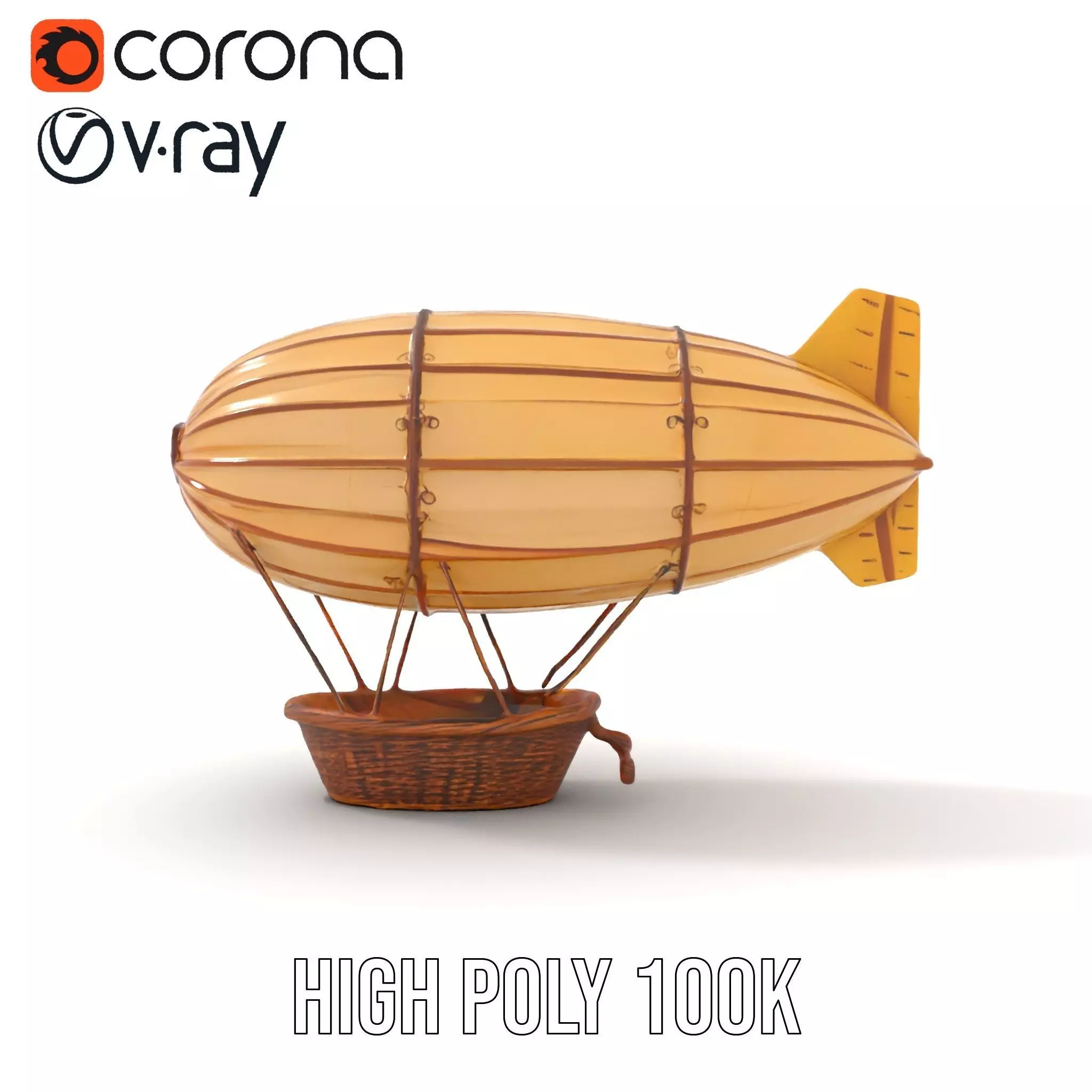 Vintage Zeppelin Balloon model pack Low-poly 3D model_28