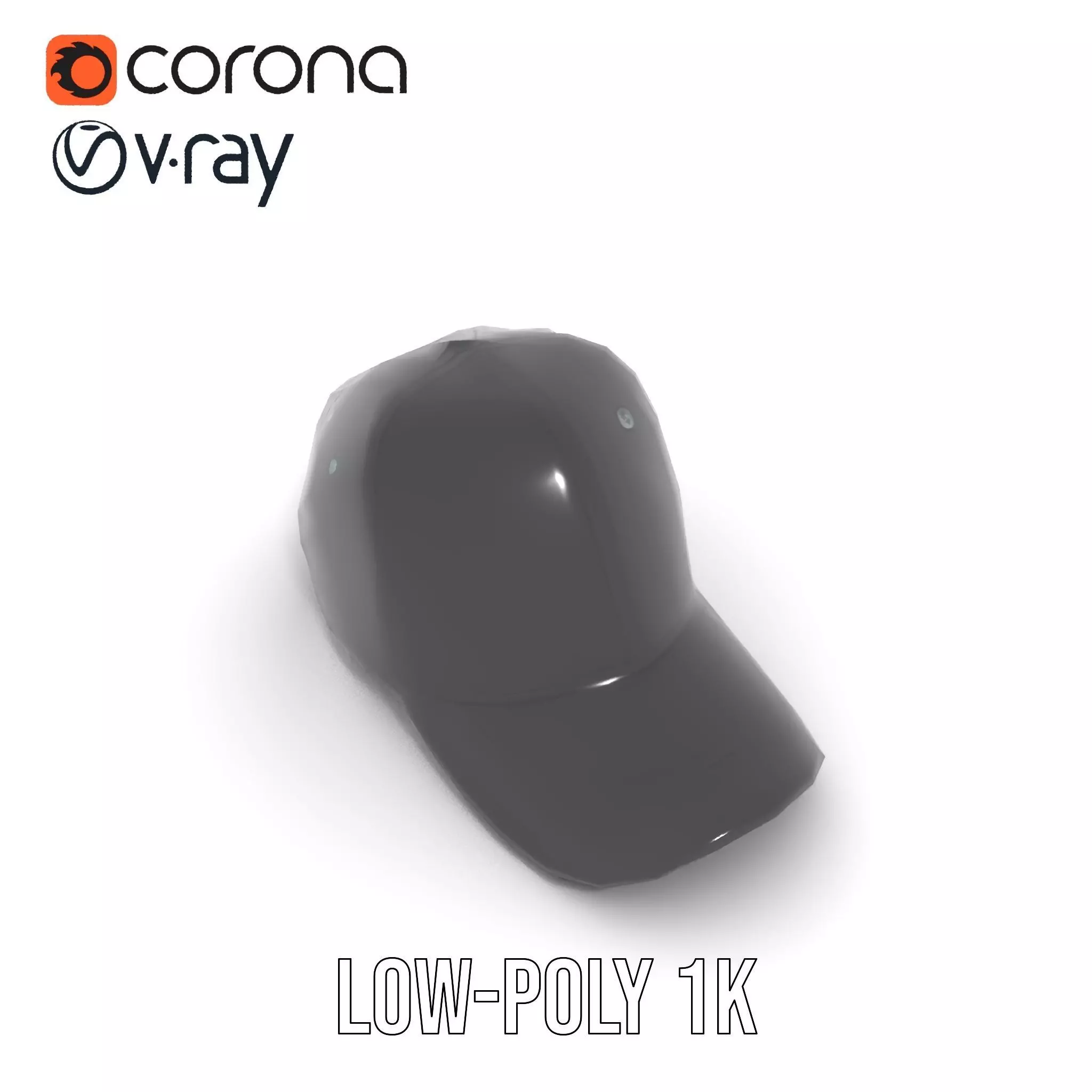 Sleek Black Cap model pack Low-poly 3D model_9