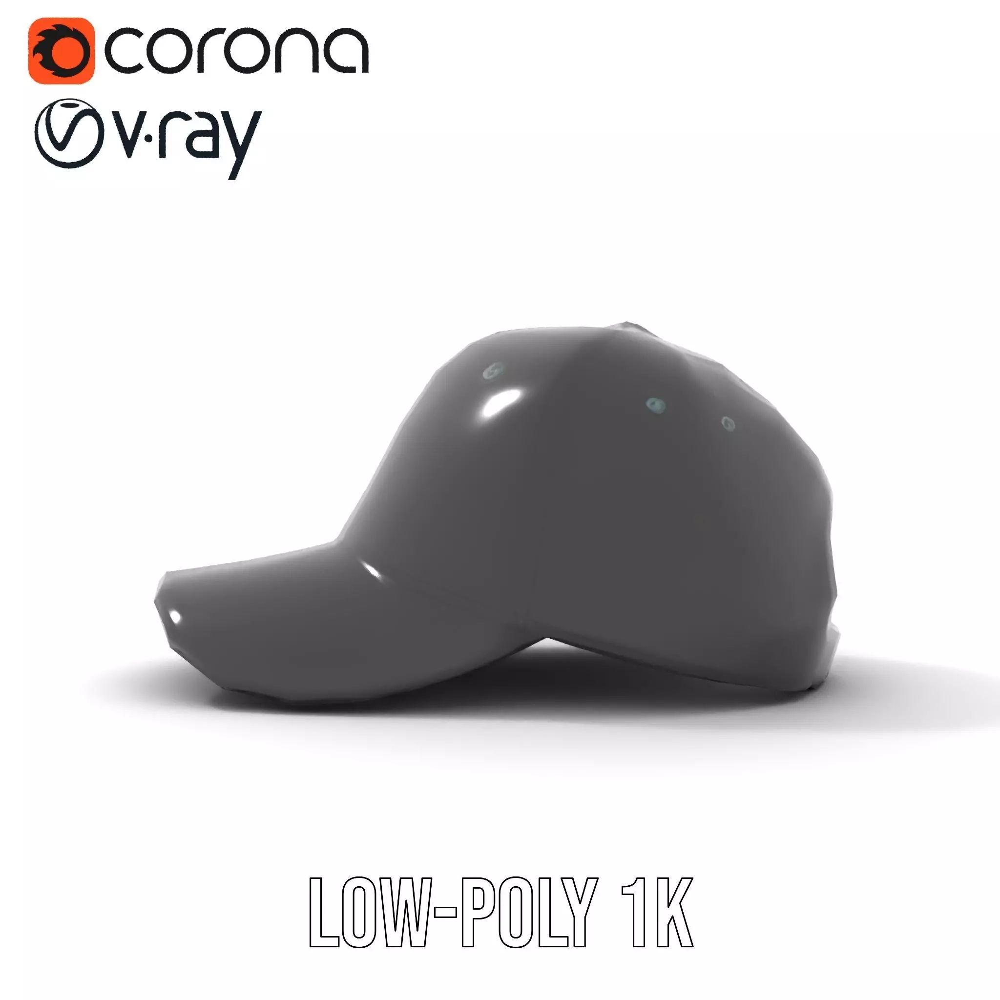 Sleek Black Cap model pack Low-poly 3D model_12