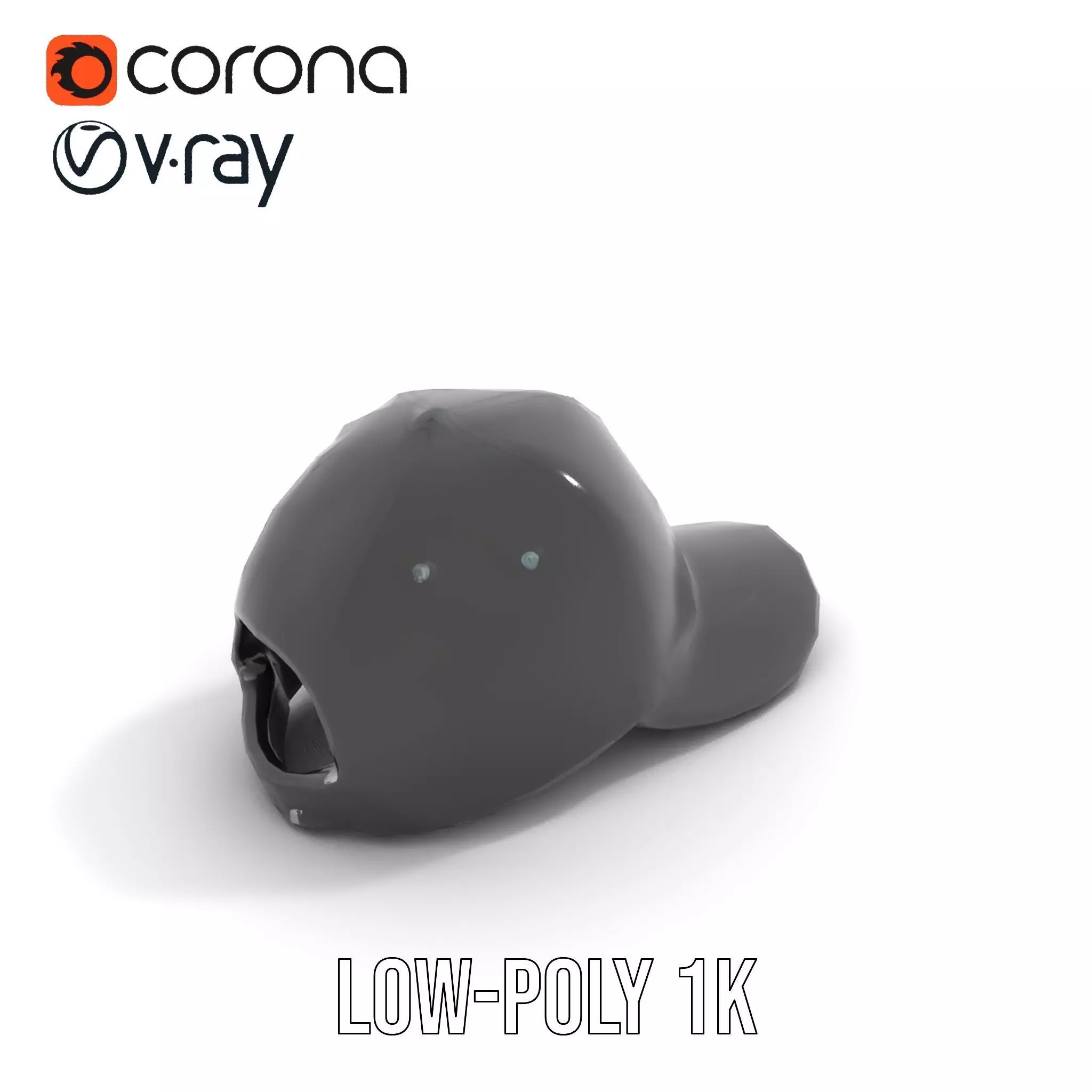 Sleek Black Cap model pack Low-poly 3D model_7