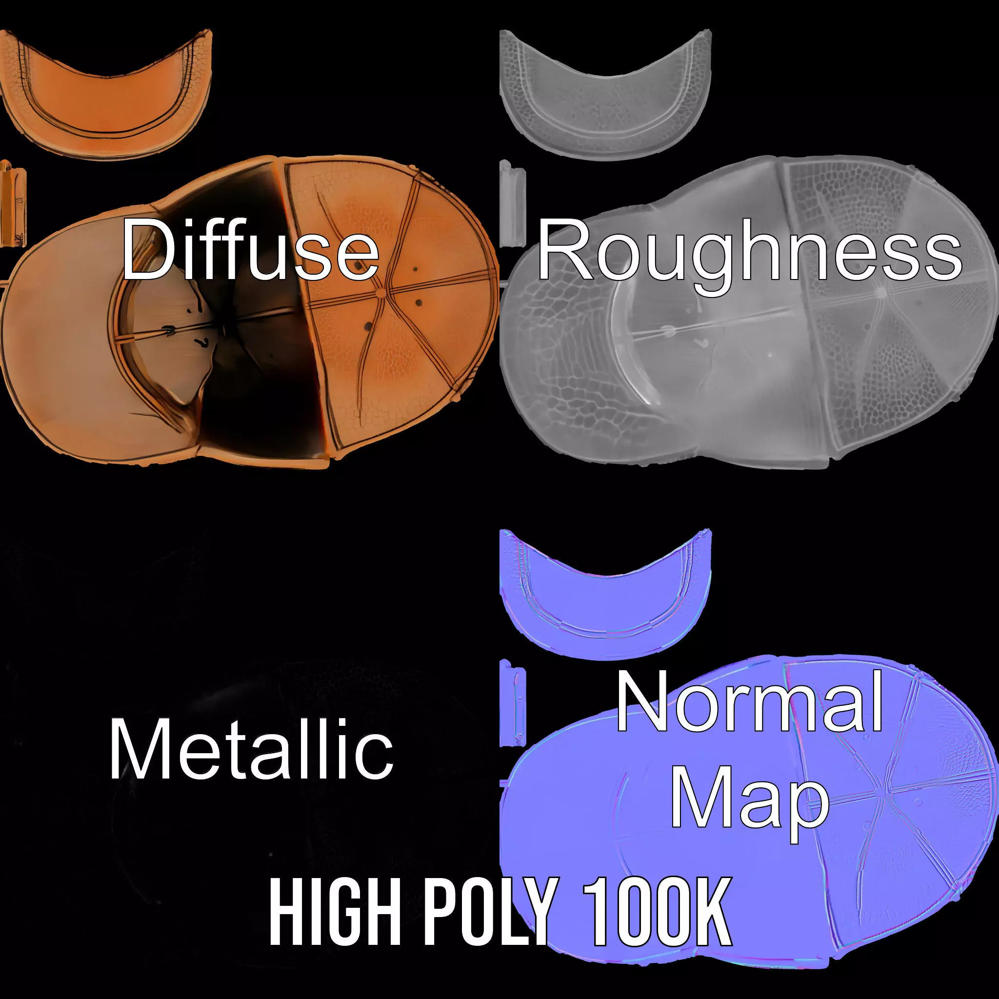 Textured Leather Cap model pack Low-poly 3D model_3