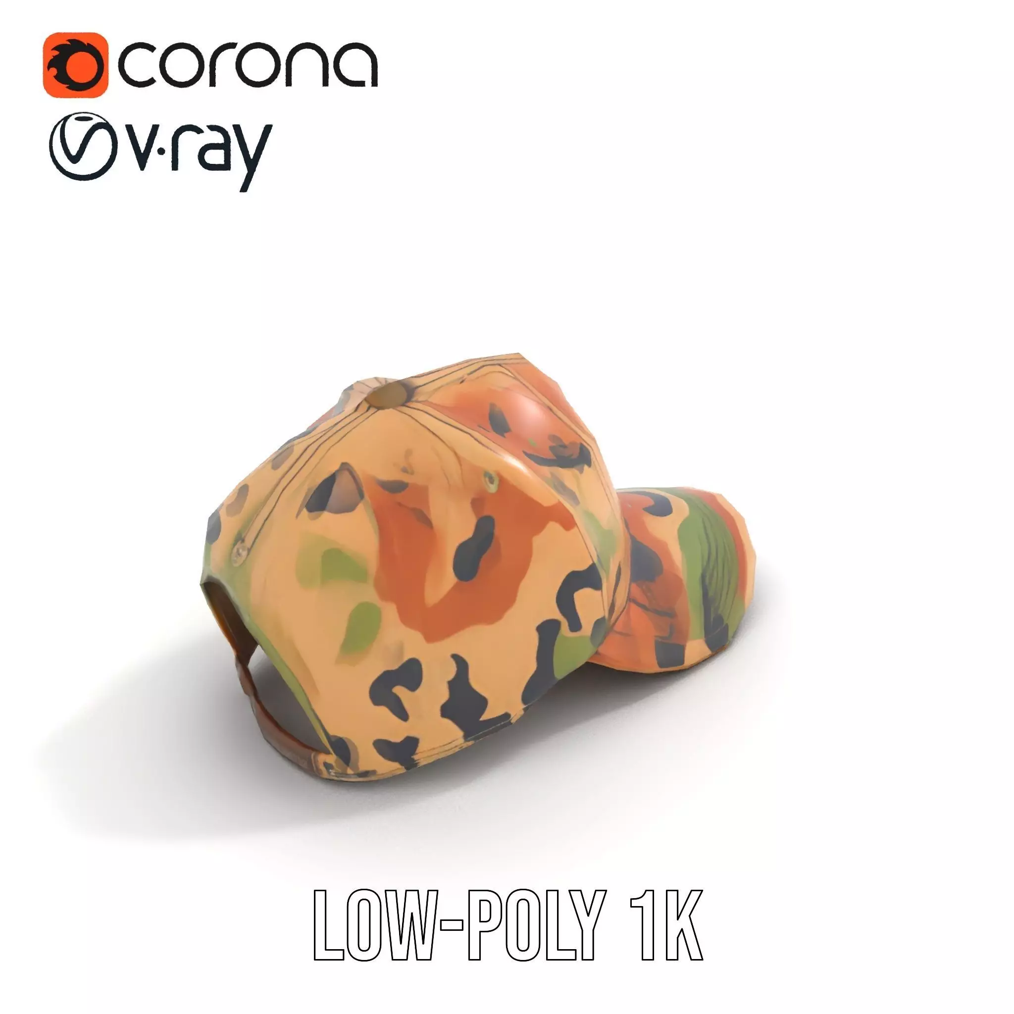 Camouflage Baseball Cap model pack Low-poly 3D model_9