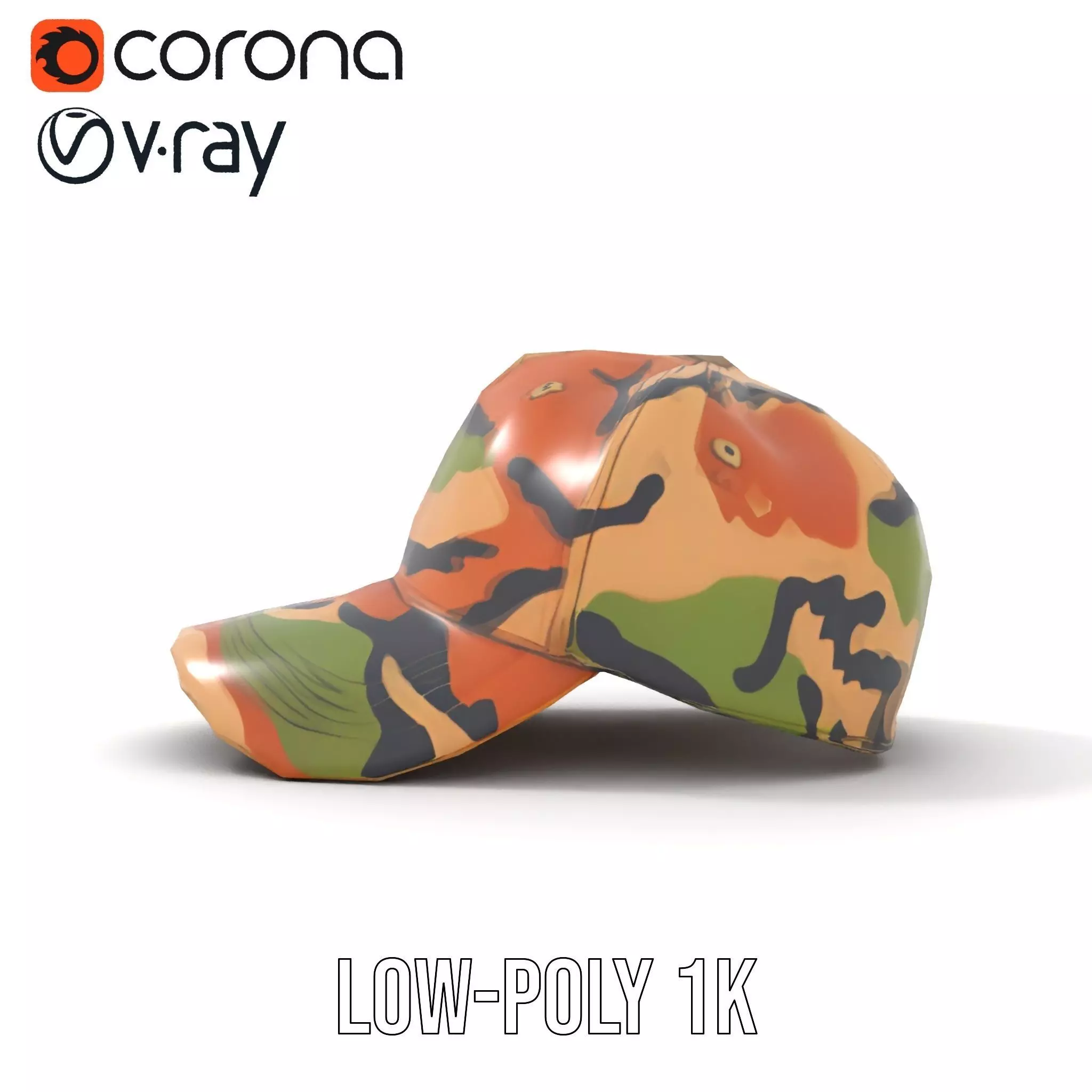 Camouflage Baseball Cap model pack Low-poly 3D model_7
