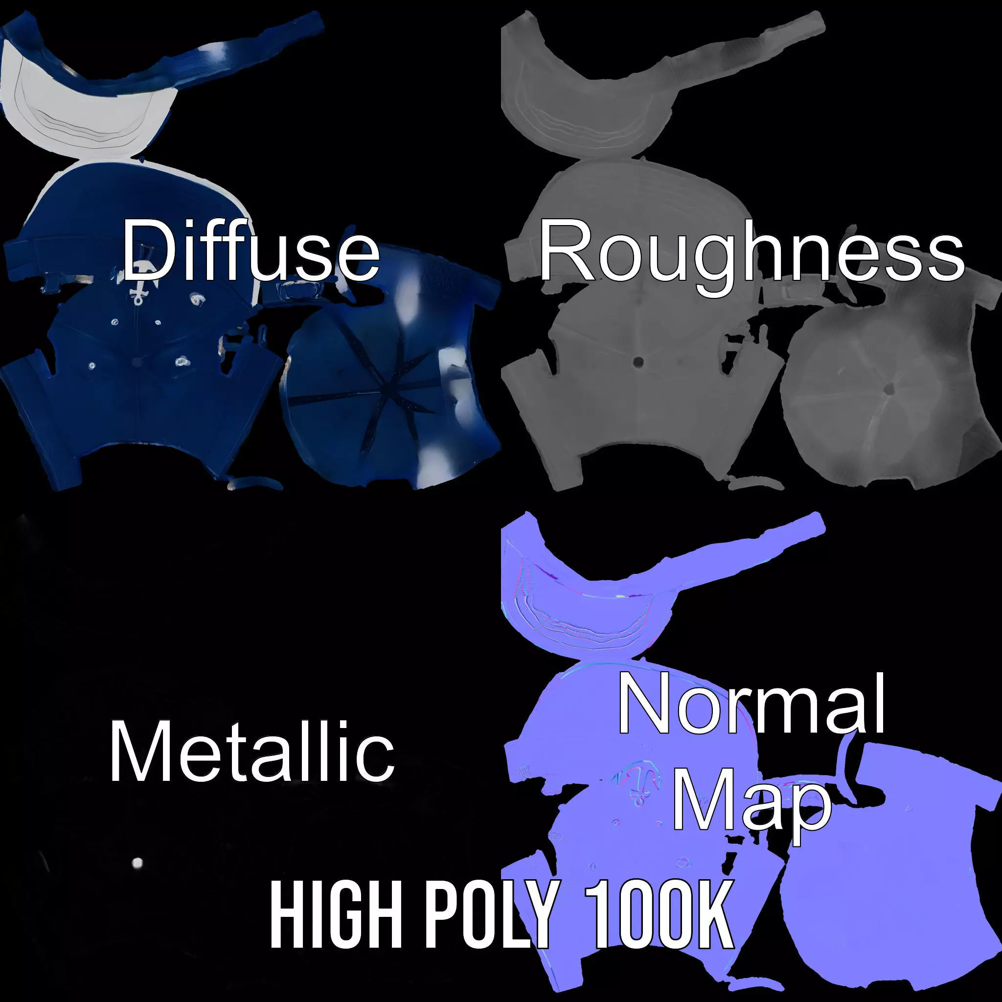 Nautical Anchor Cap model pack Low-poly 3D model_3