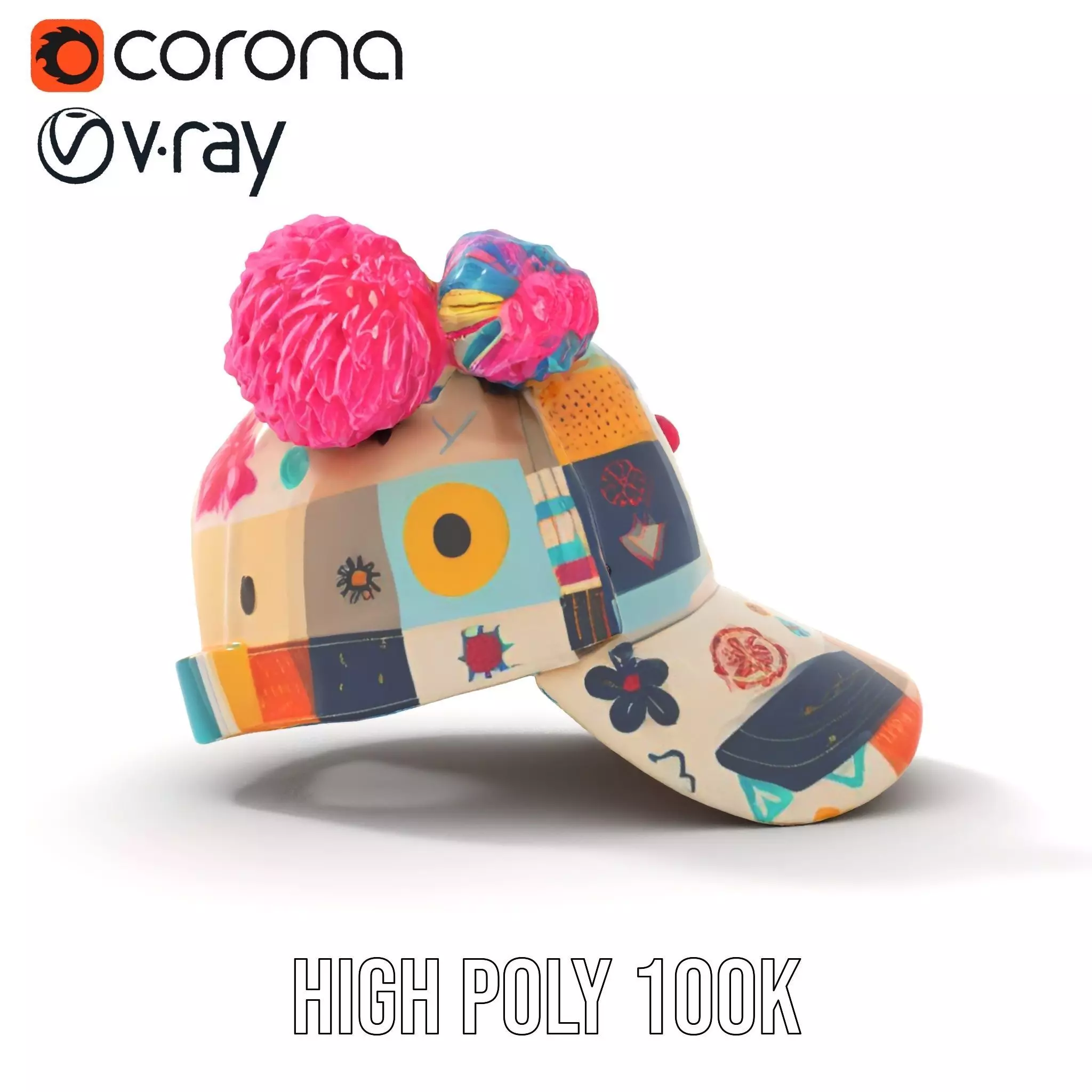 Patchwork Cap model pack Low-poly 3D model_25