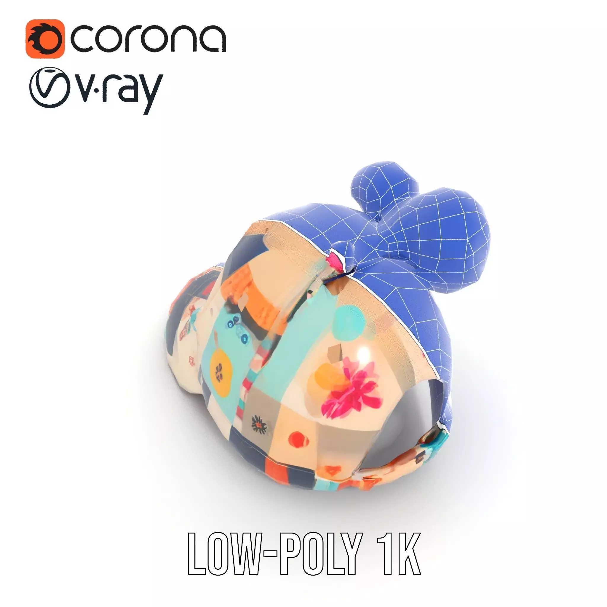Patchwork Cap model pack Low-poly 3D model_16