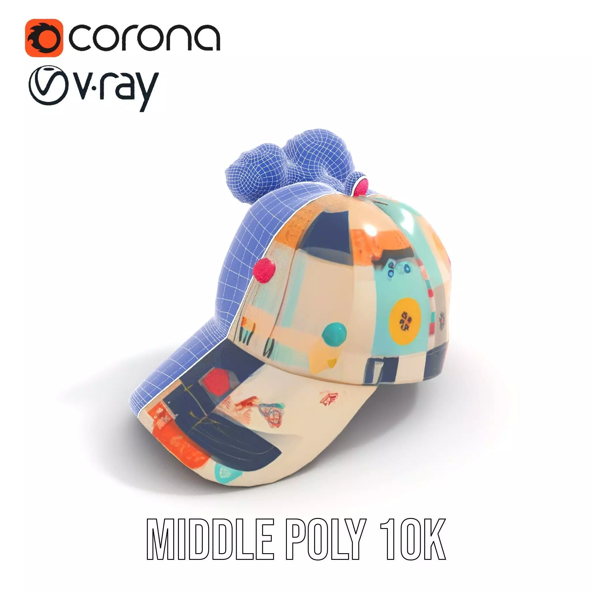 Patchwork Cap model pack Low-poly 3D model_26