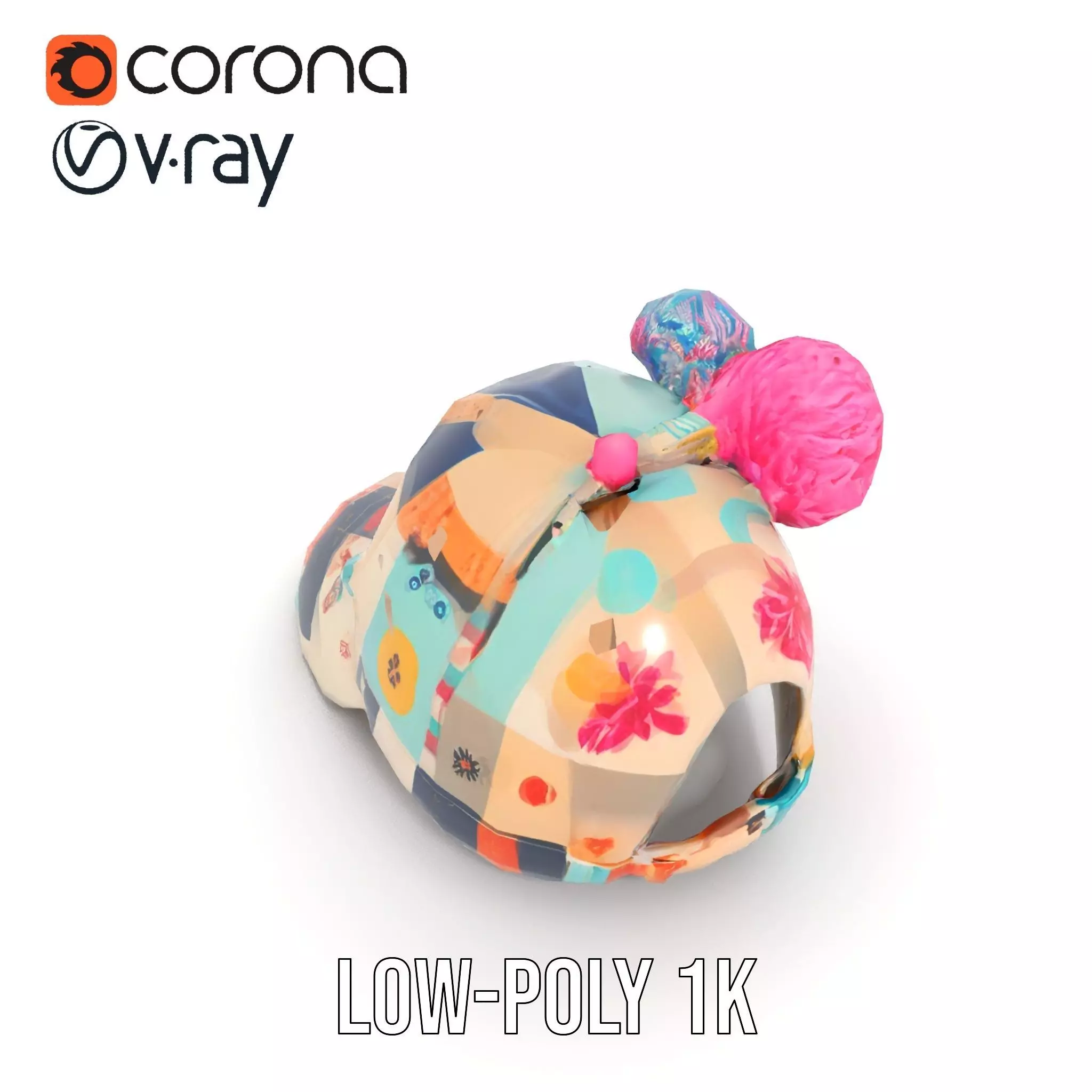 Patchwork Cap model pack Low-poly 3D model_11