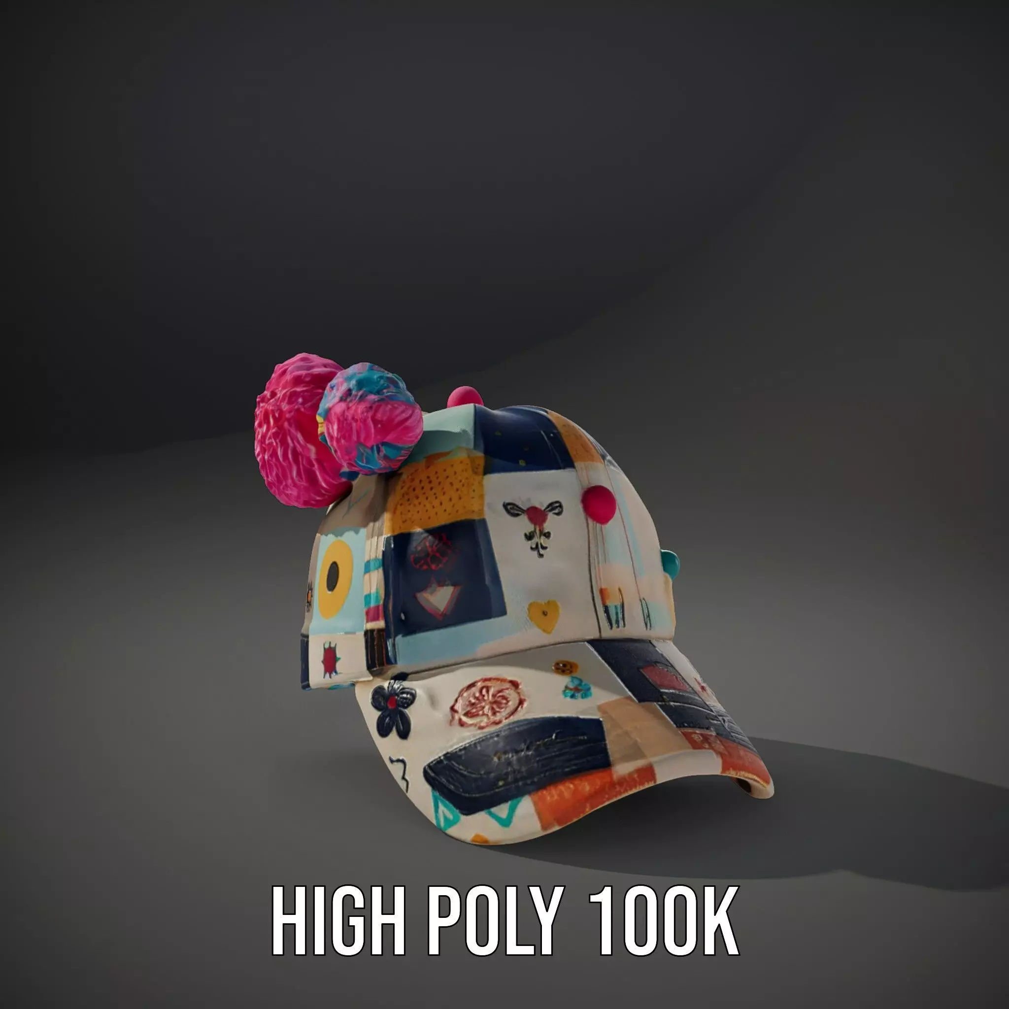 Patchwork Cap model pack Low-poly 3D model_17