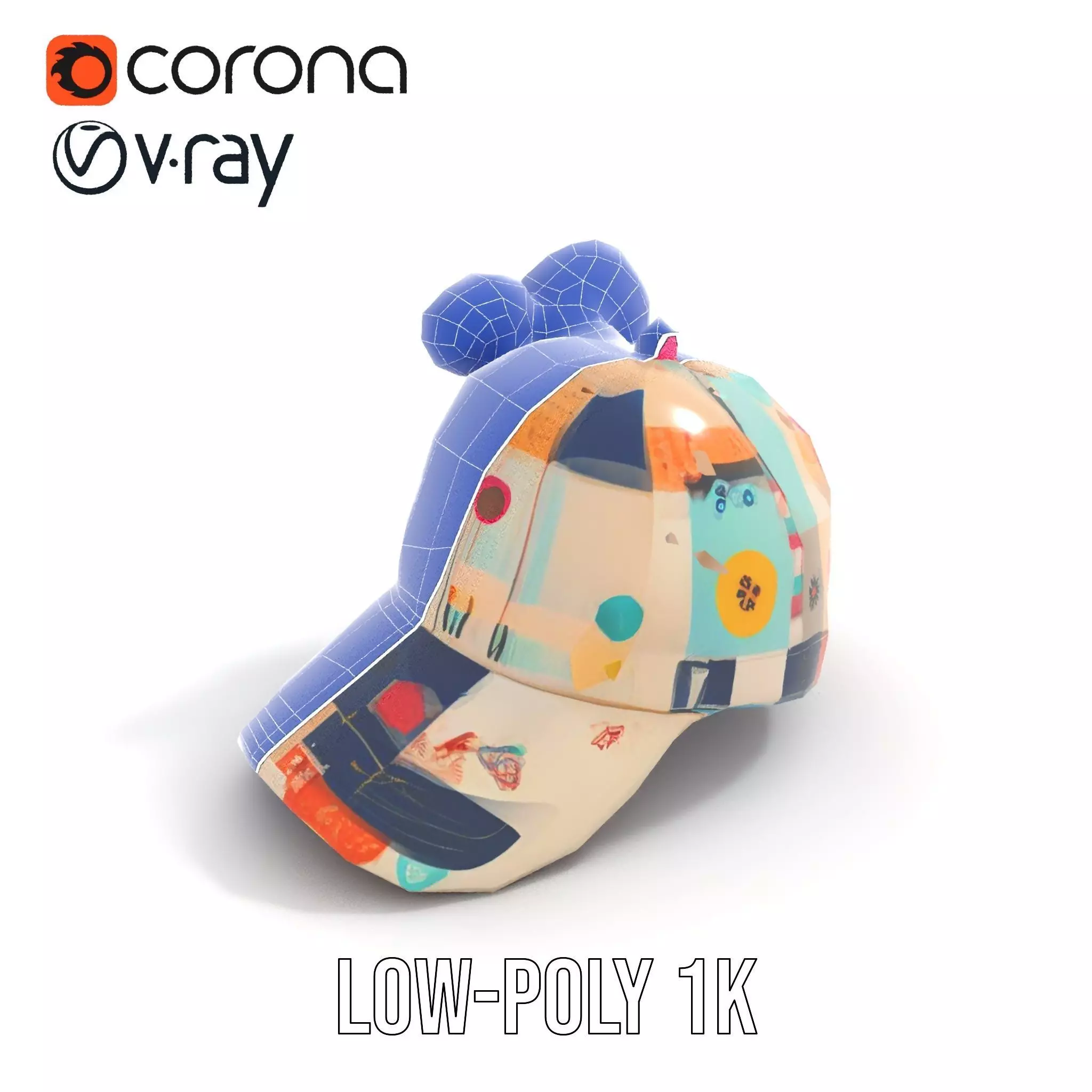 Patchwork Cap model pack Low-poly 3D model_24