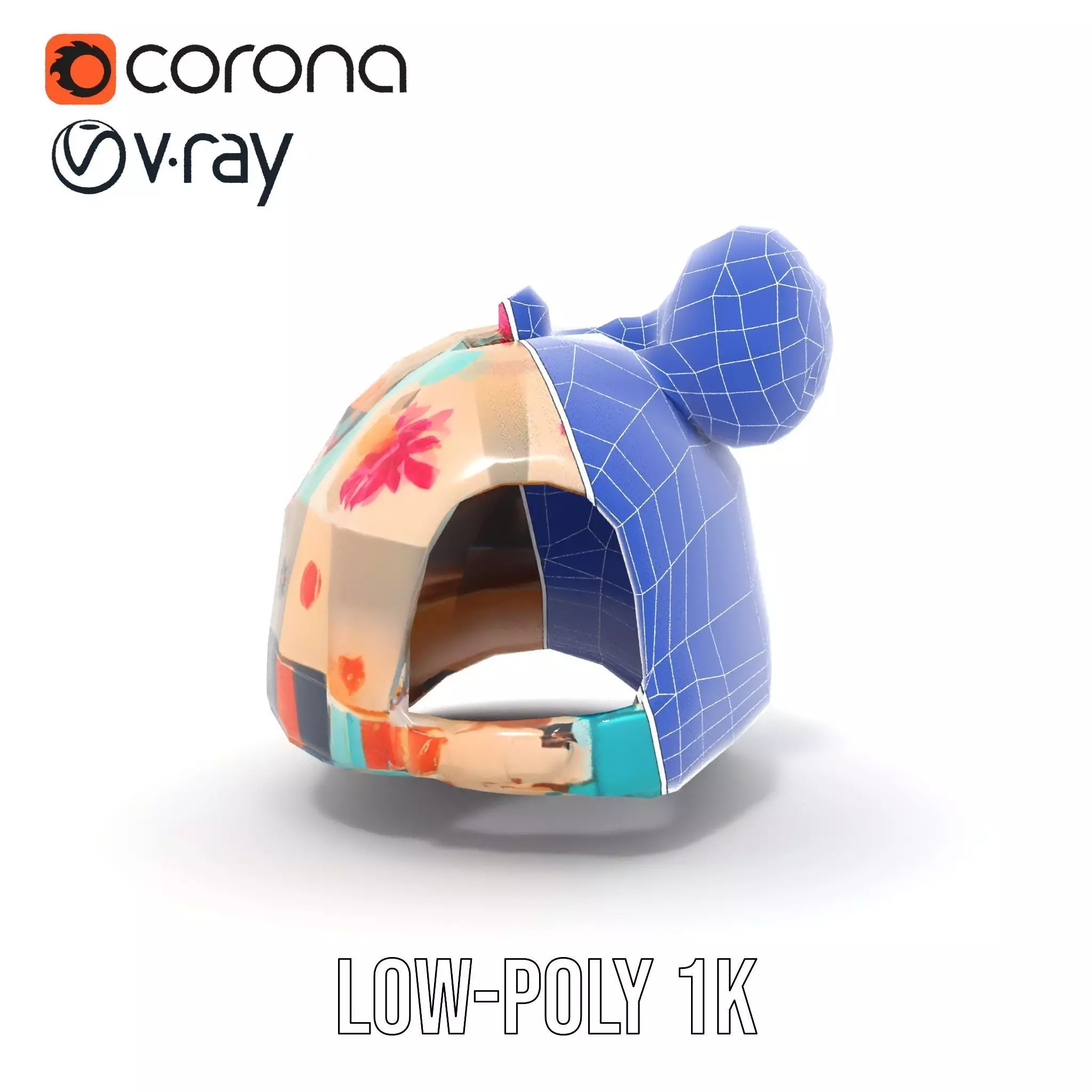 Patchwork Cap model pack Low-poly 3D model_22