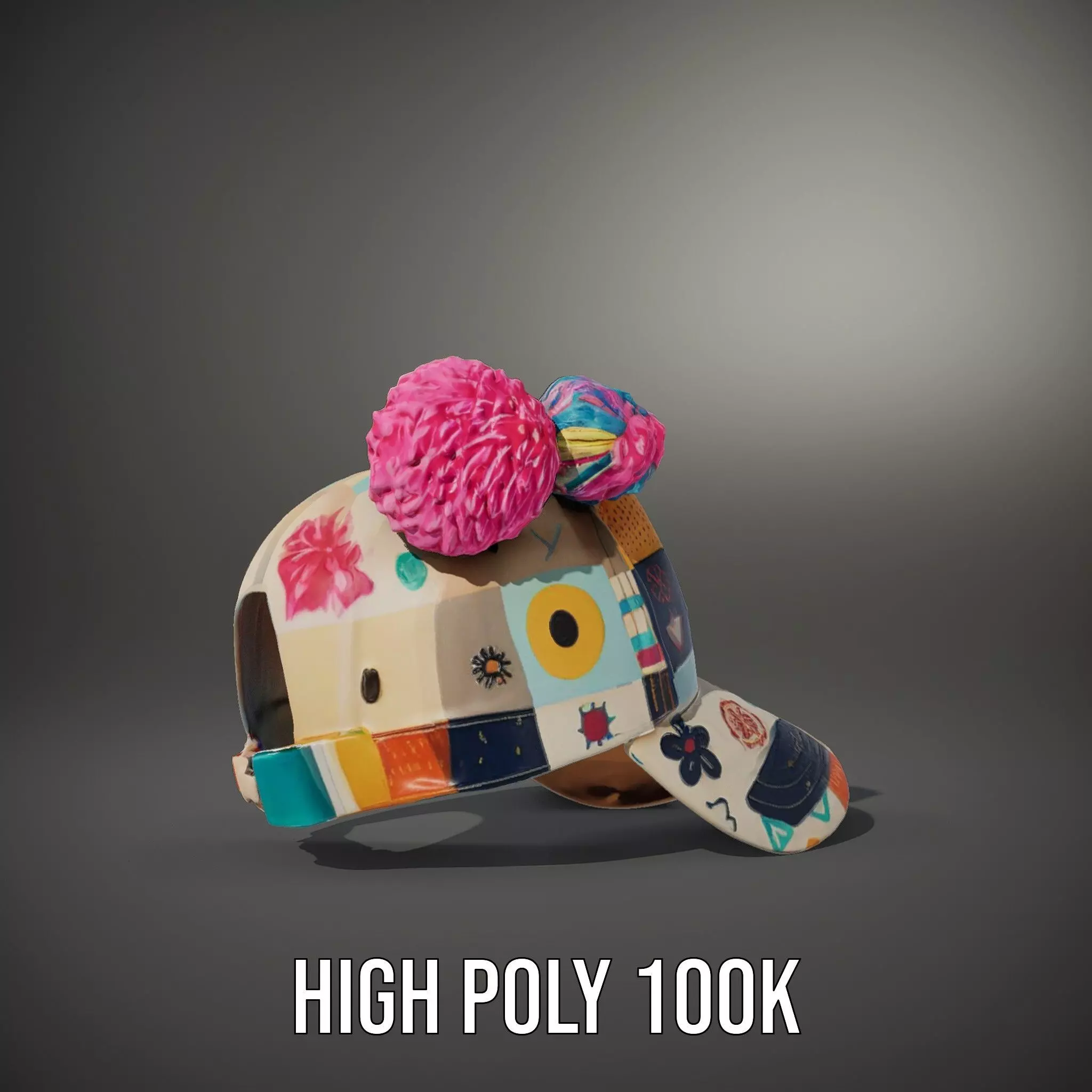 Patchwork Cap model pack Low-poly 3D model_8