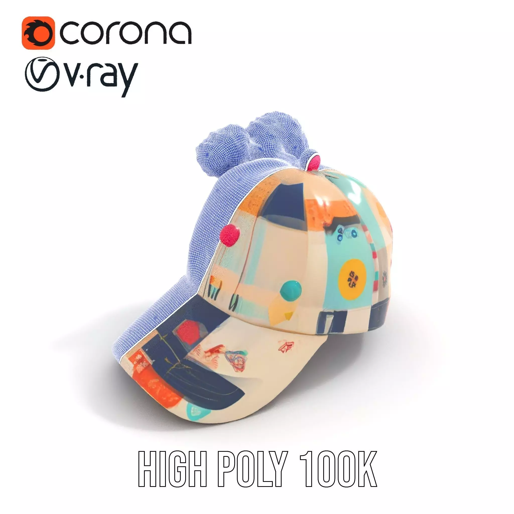 Patchwork Cap model pack Low-poly 3D model_20