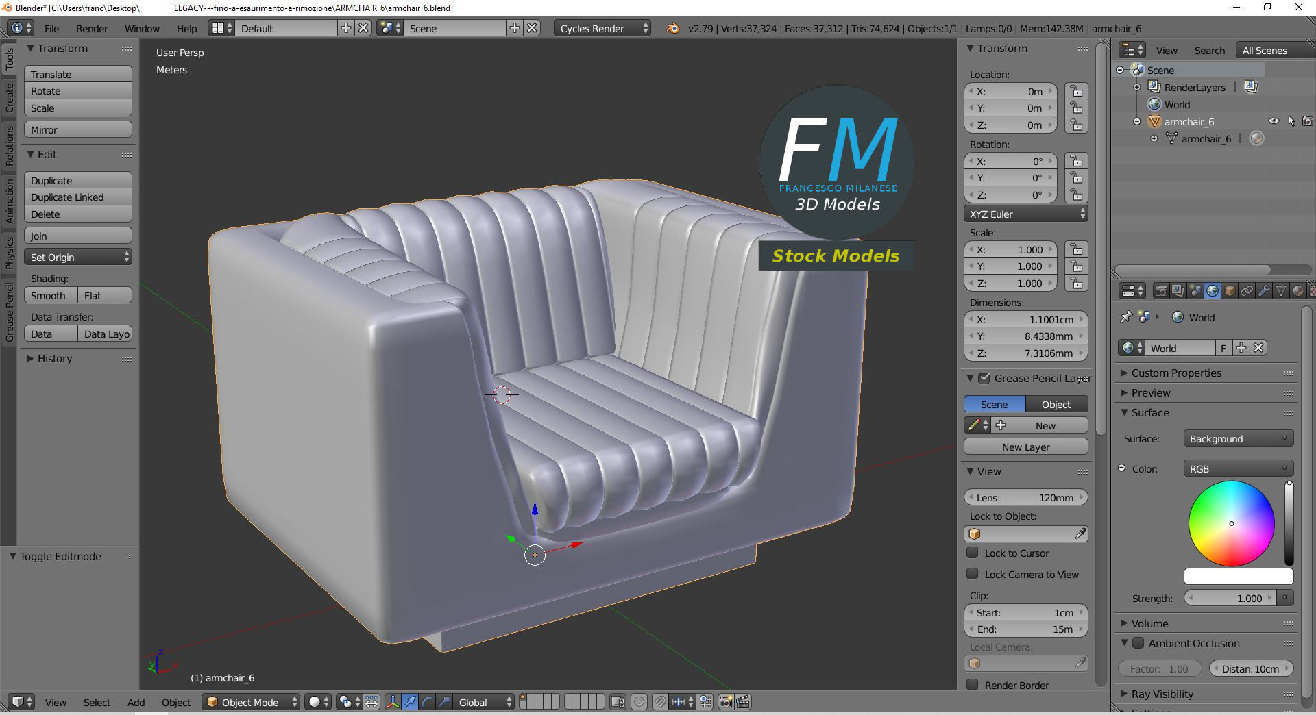 Armchair 6 3D model_9