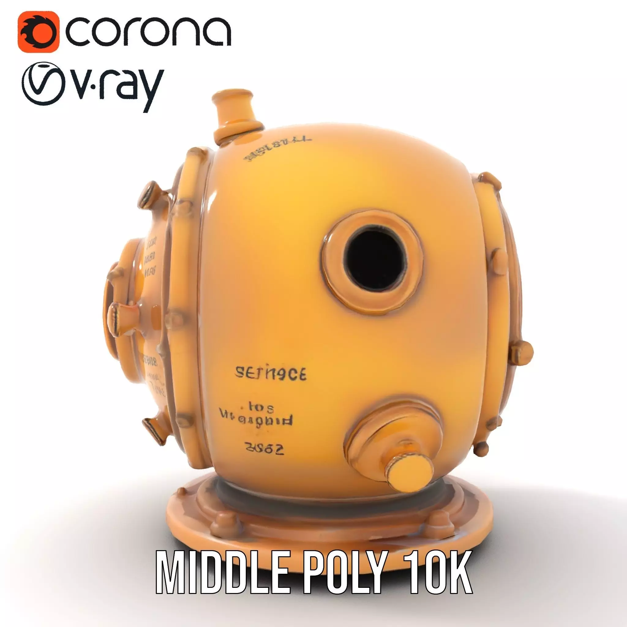 Bronze Diver Helmet model pack Low-poly 3D model_16