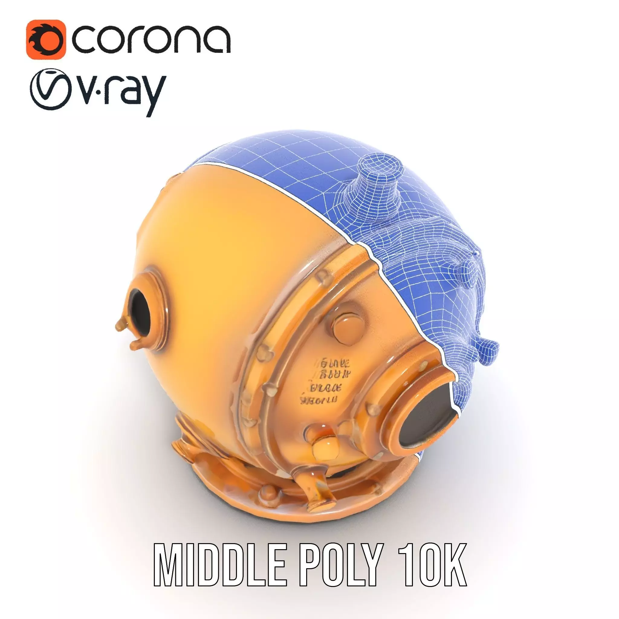 Bronze Diver Helmet model pack Low-poly 3D model_30