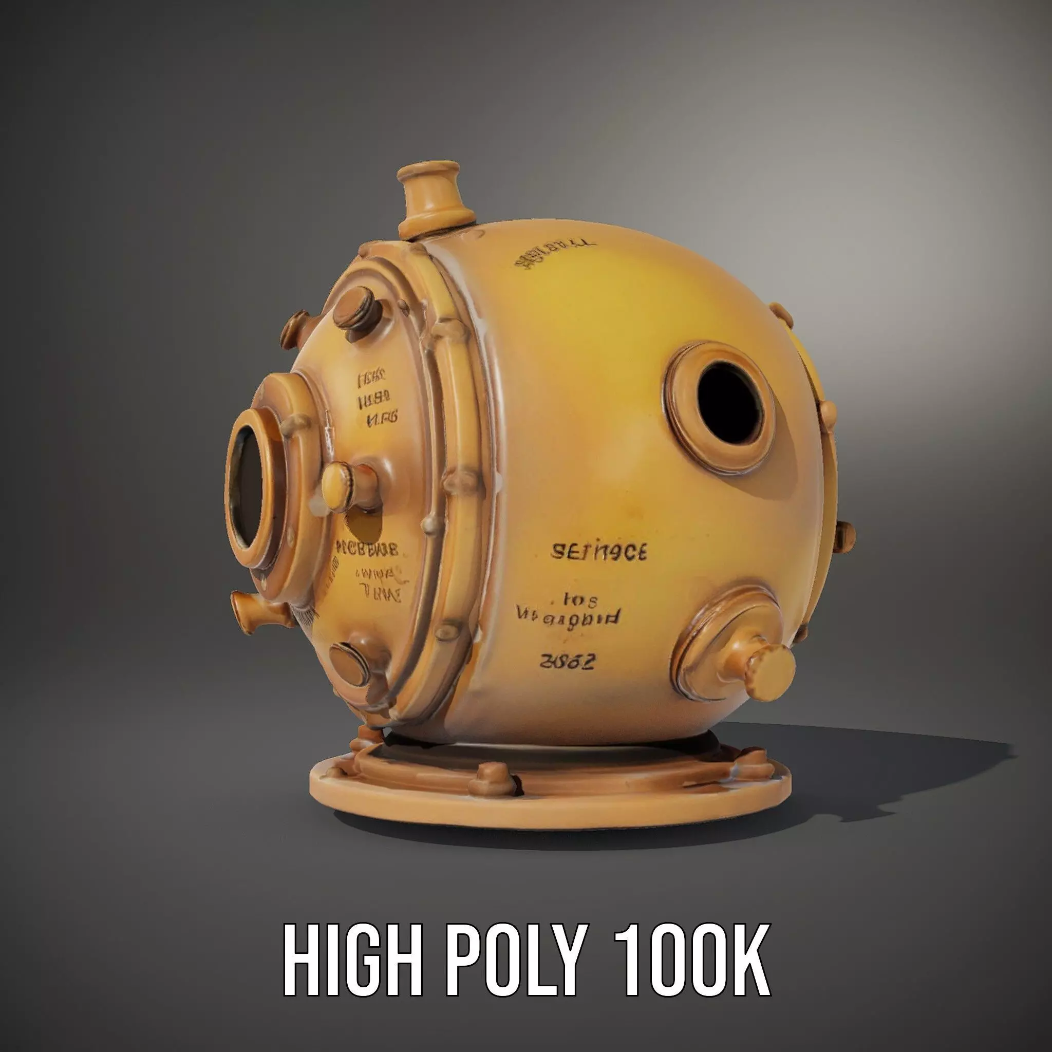 Bronze Diver Helmet model pack Low-poly 3D model_10