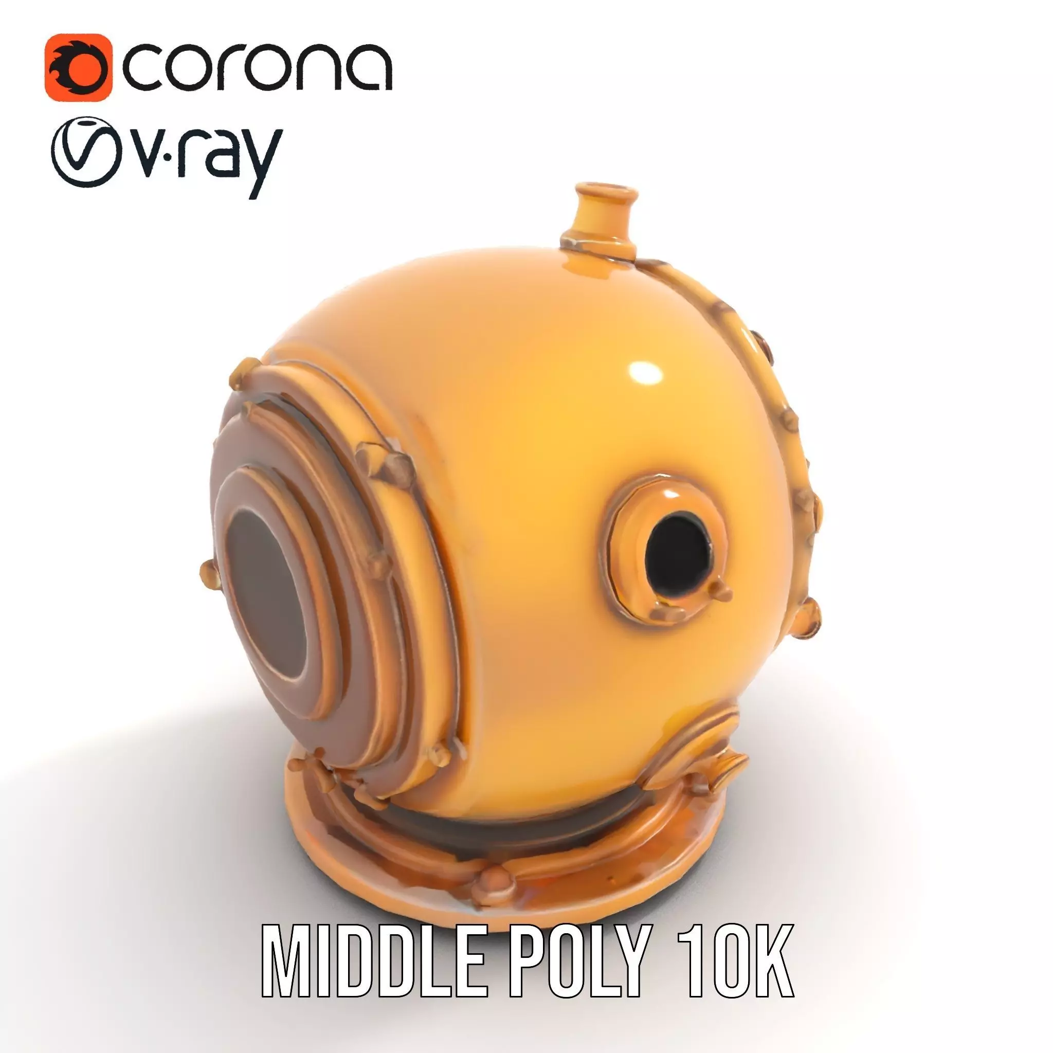 Bronze Diver Helmet model pack Low-poly 3D model_18