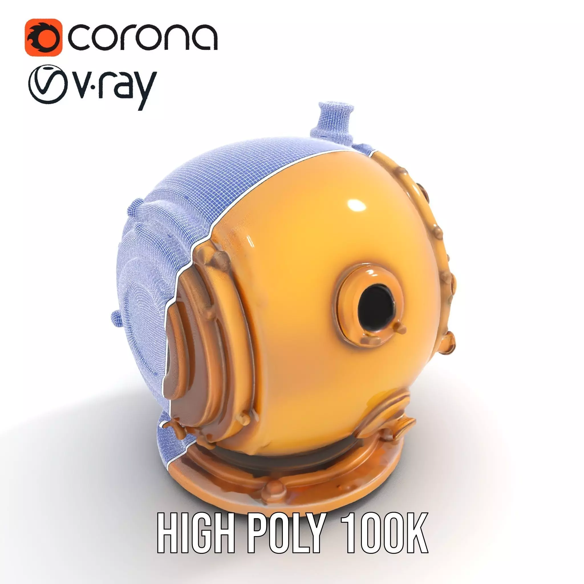 Bronze Diver Helmet model pack Low-poly 3D model_33