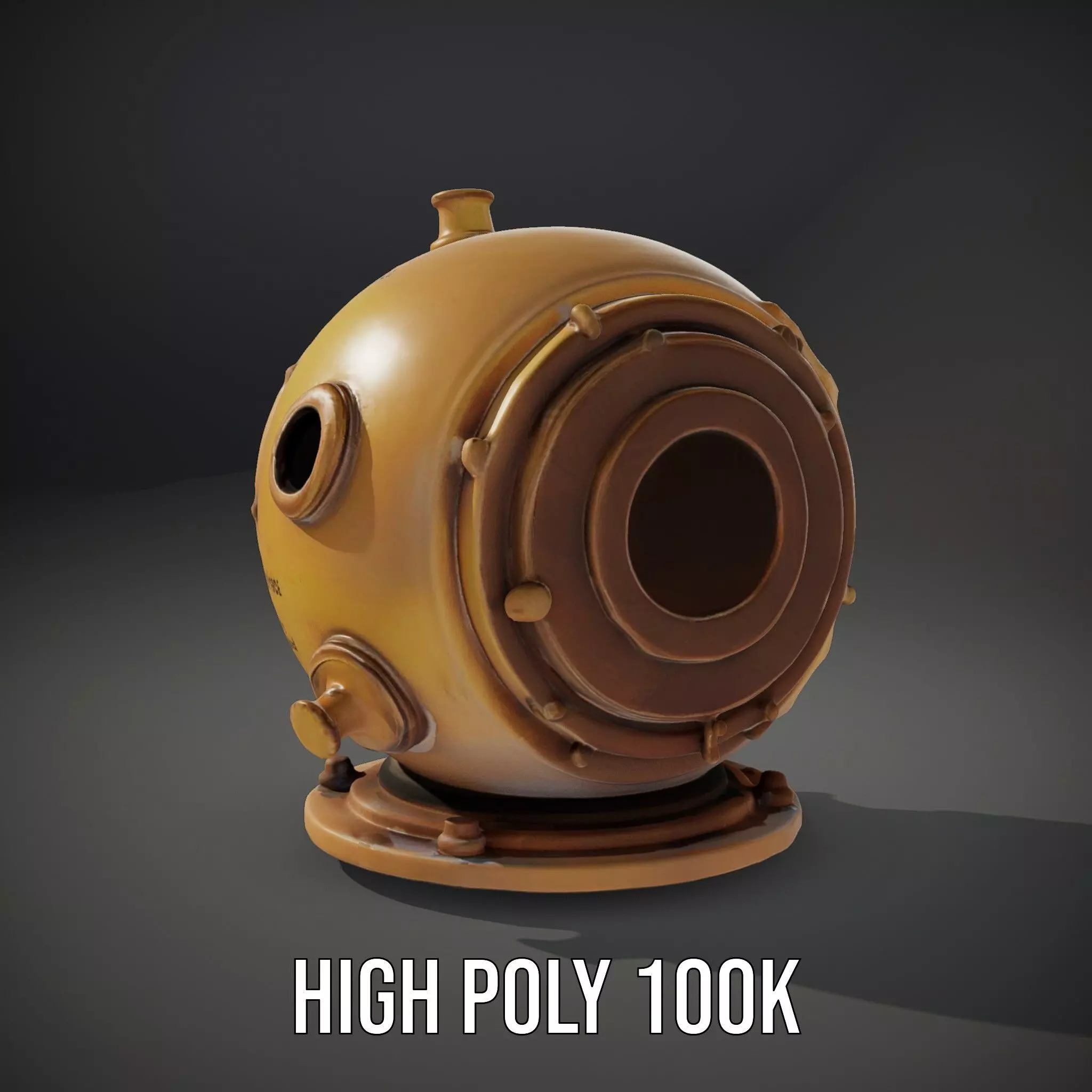 Bronze Diver Helmet model pack Low-poly 3D model_8