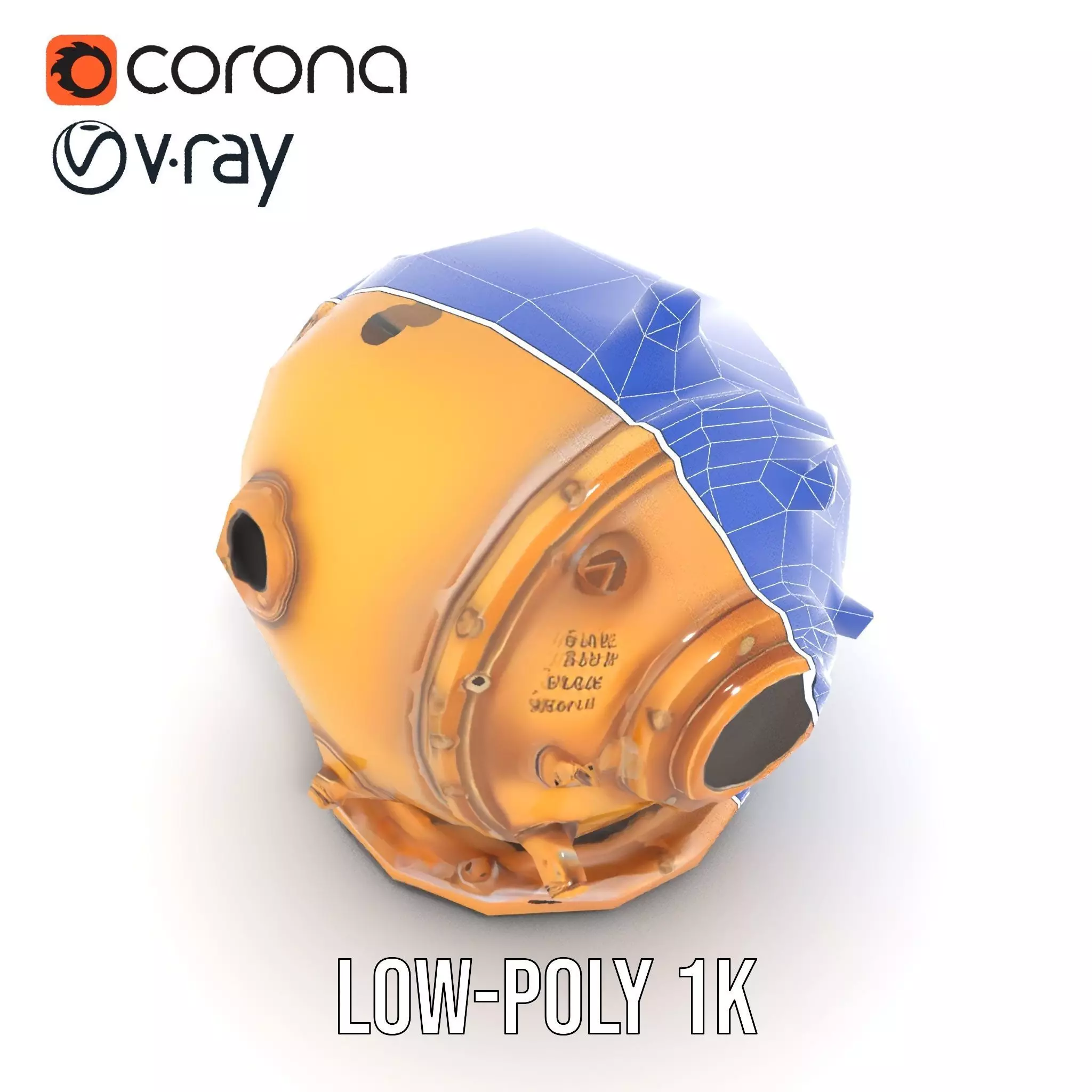 Bronze Diver Helmet model pack Low-poly 3D model_25