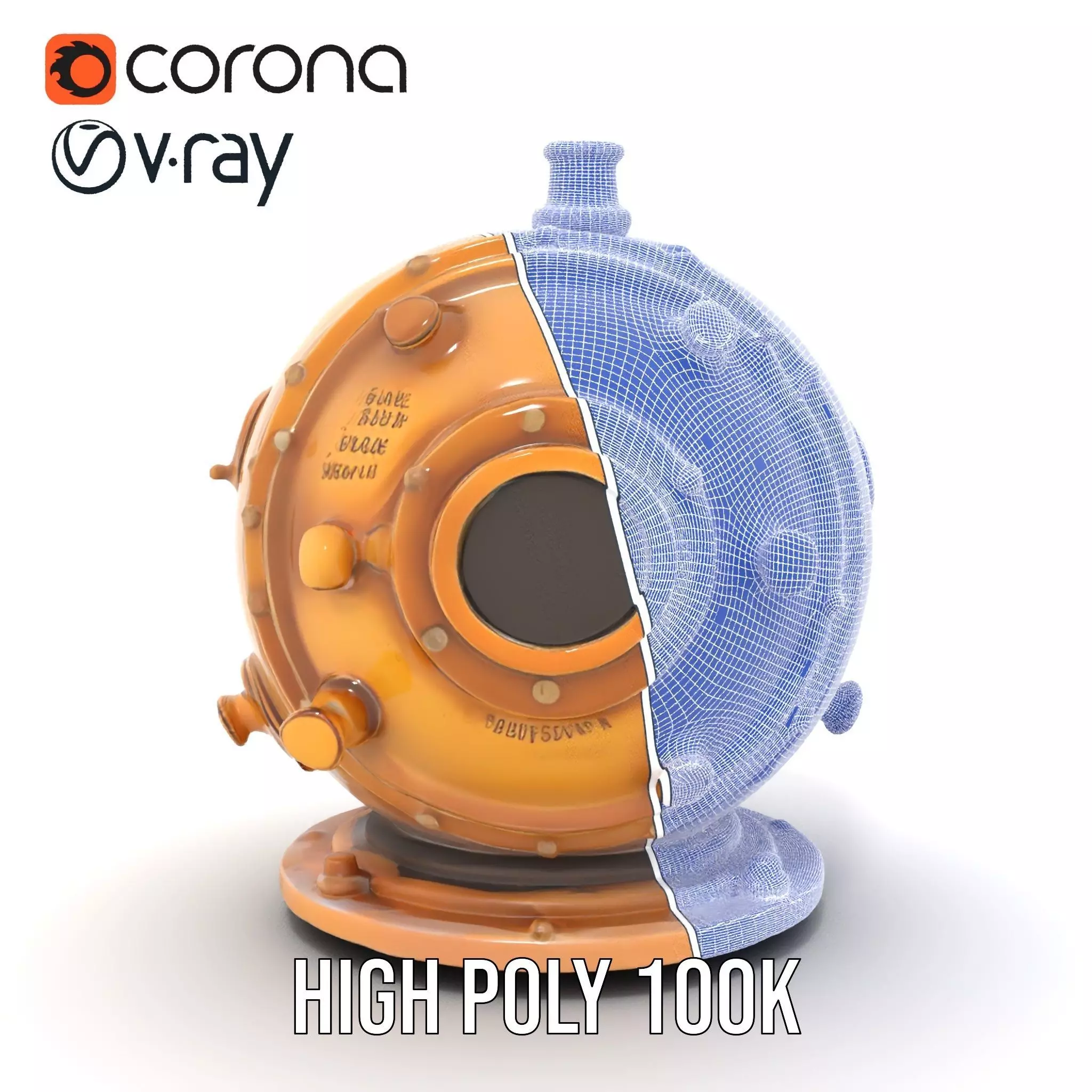 Bronze Diver Helmet model pack Low-poly 3D model_34