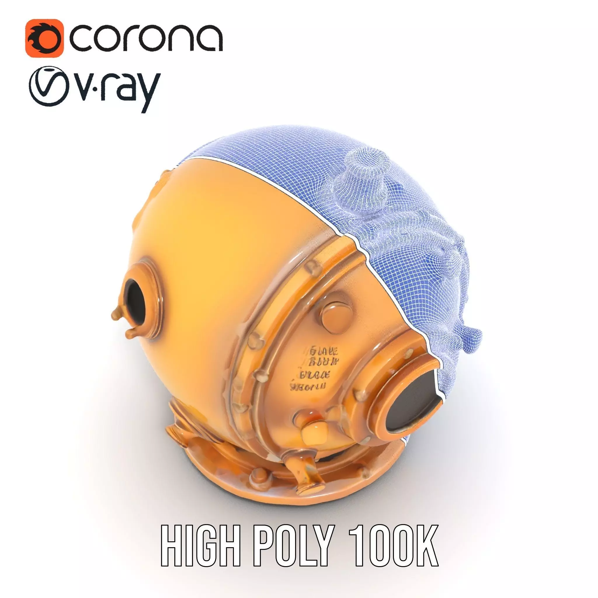 Bronze Diver Helmet model pack Low-poly 3D model_29