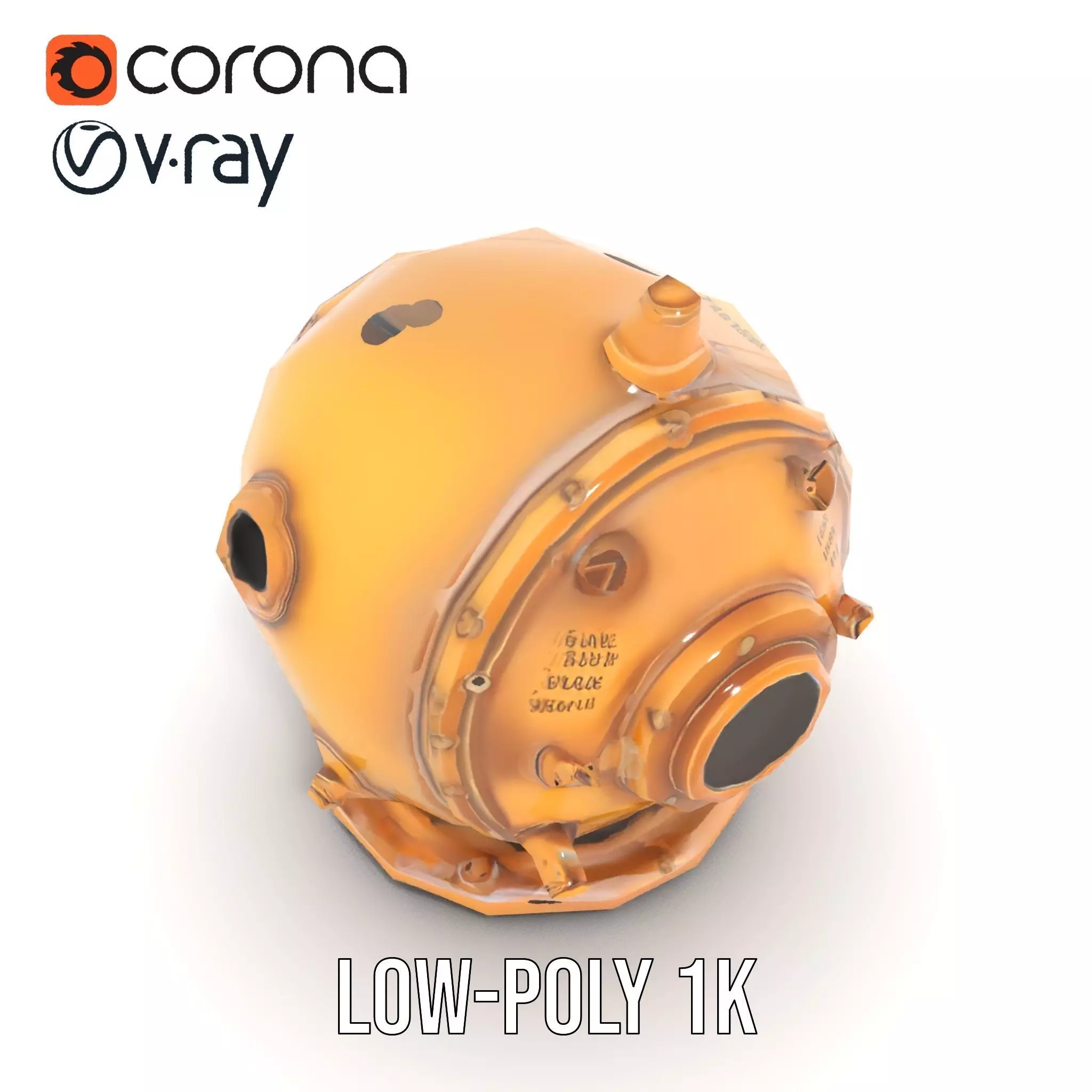 Bronze Diver Helmet model pack Low-poly 3D model_22