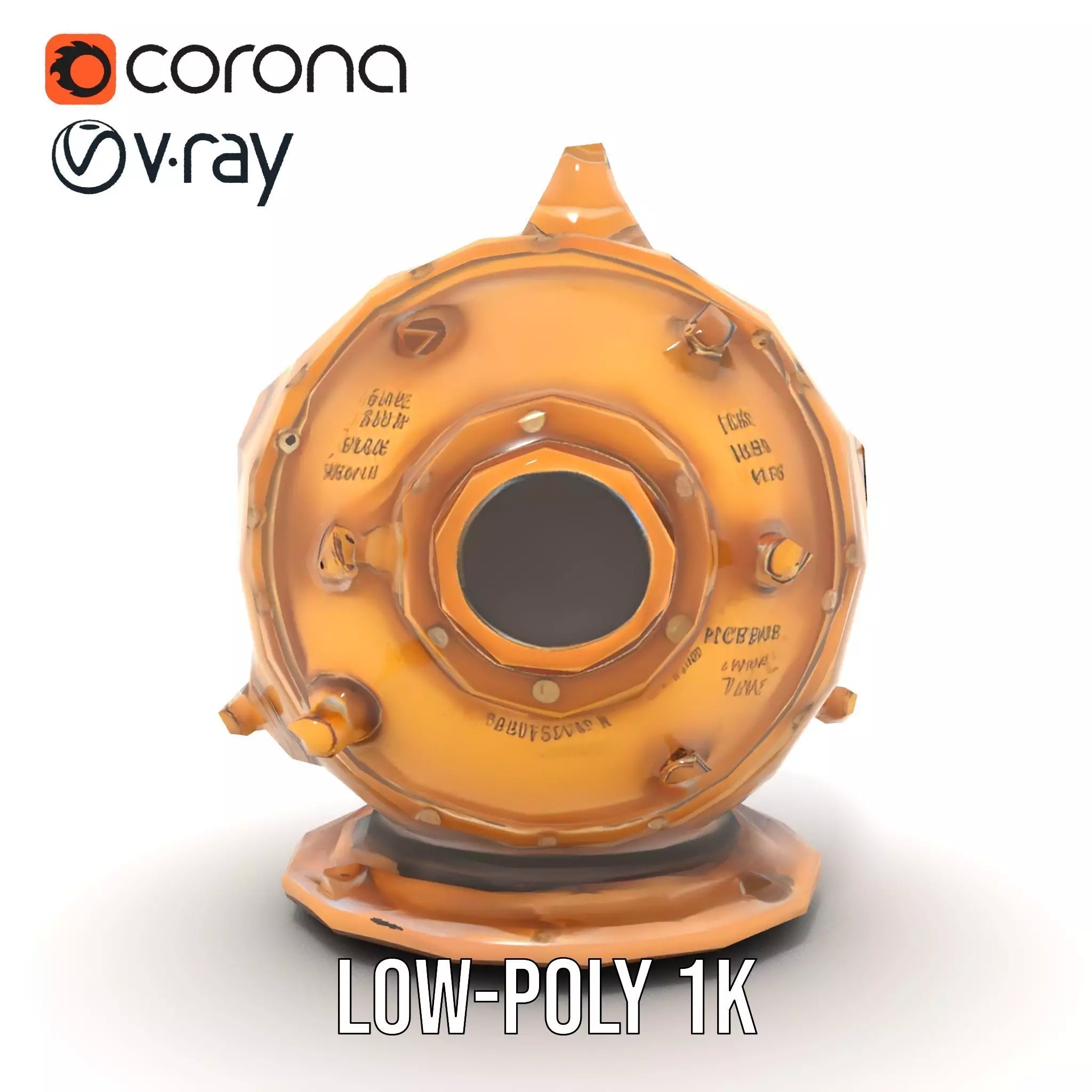 Bronze Diver Helmet model pack Low-poly 3D model_12