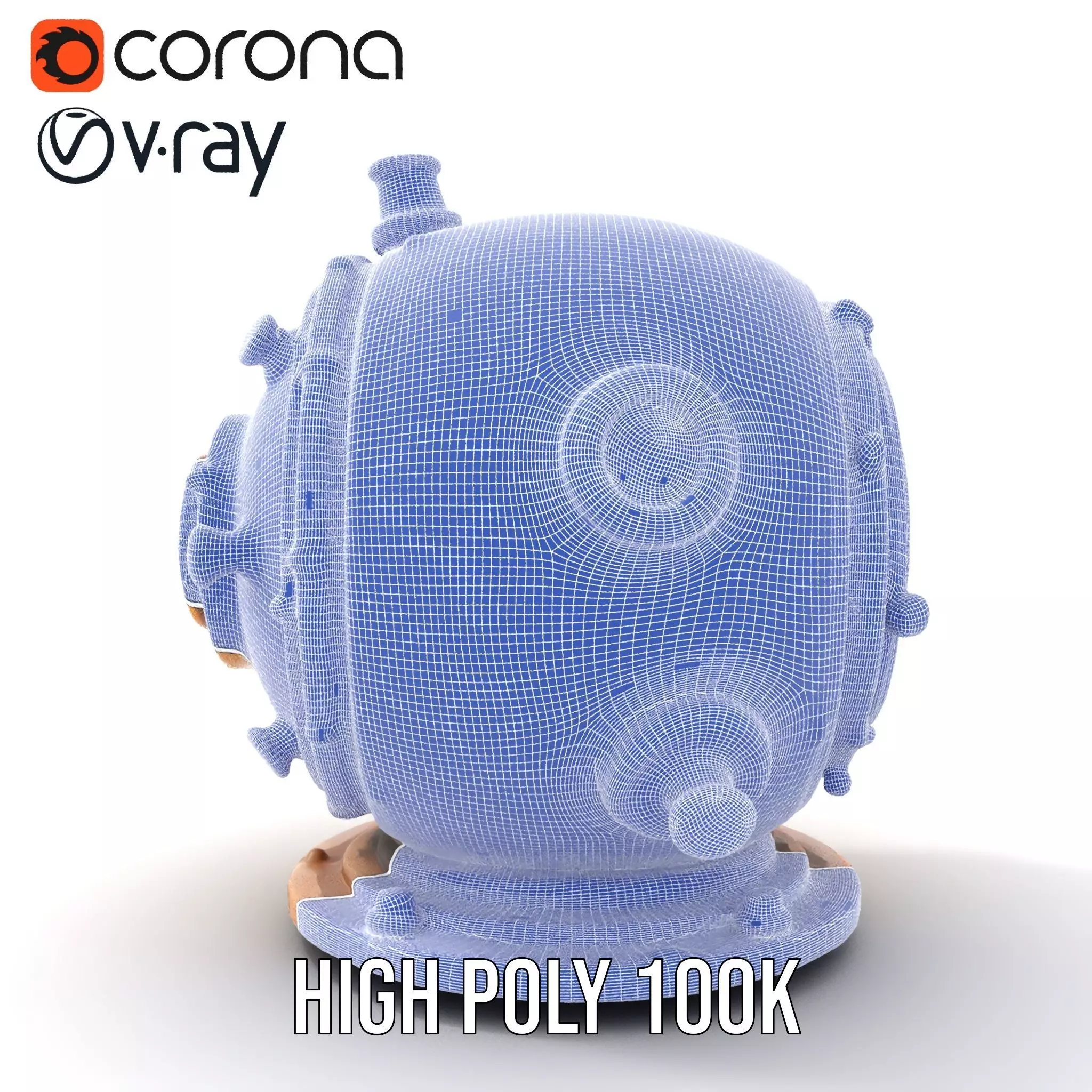 Bronze Diver Helmet model pack Low-poly 3D model_26